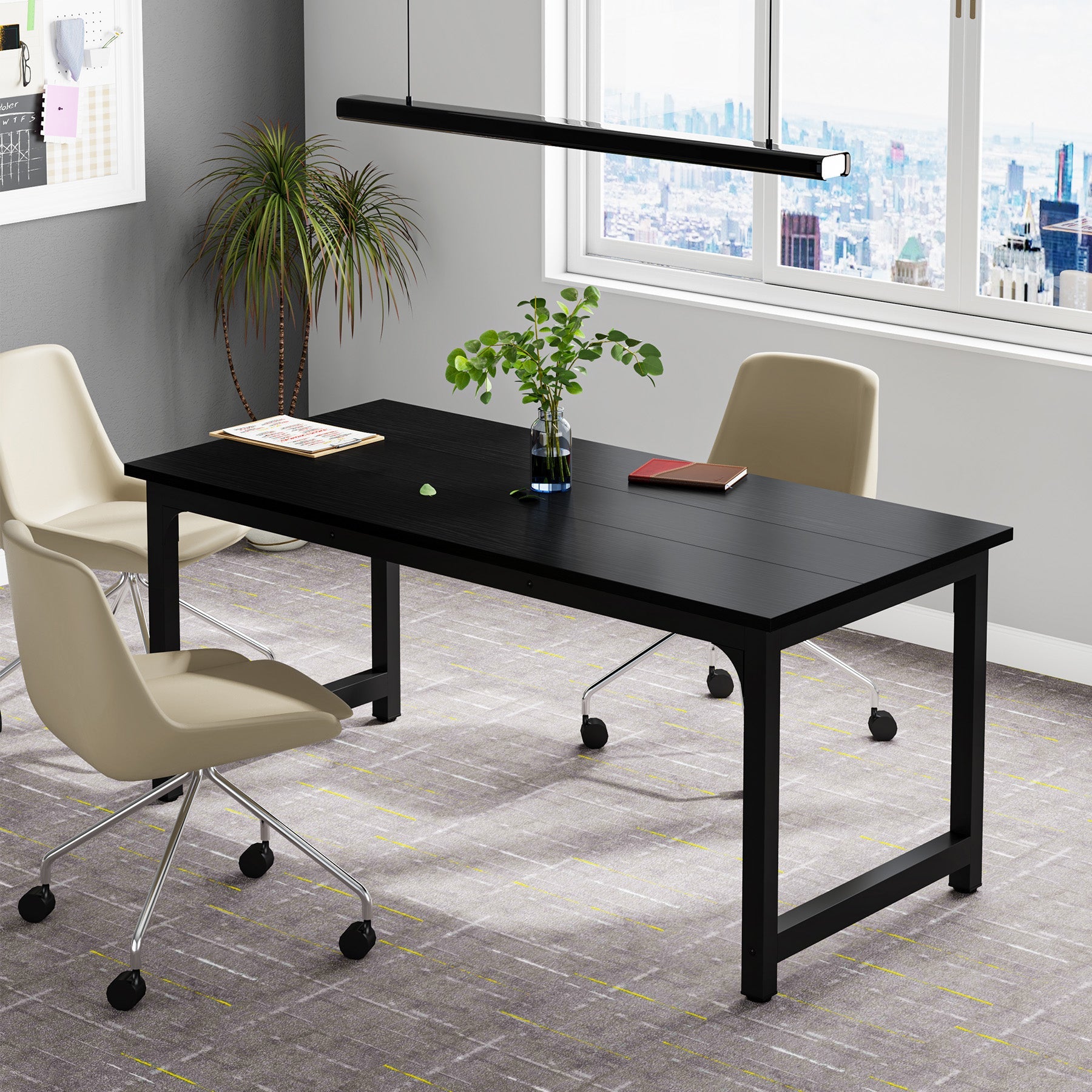 Tribesigns Escritorio de oficina en casa, Escritorio de madera y metal Escritorio de computadora