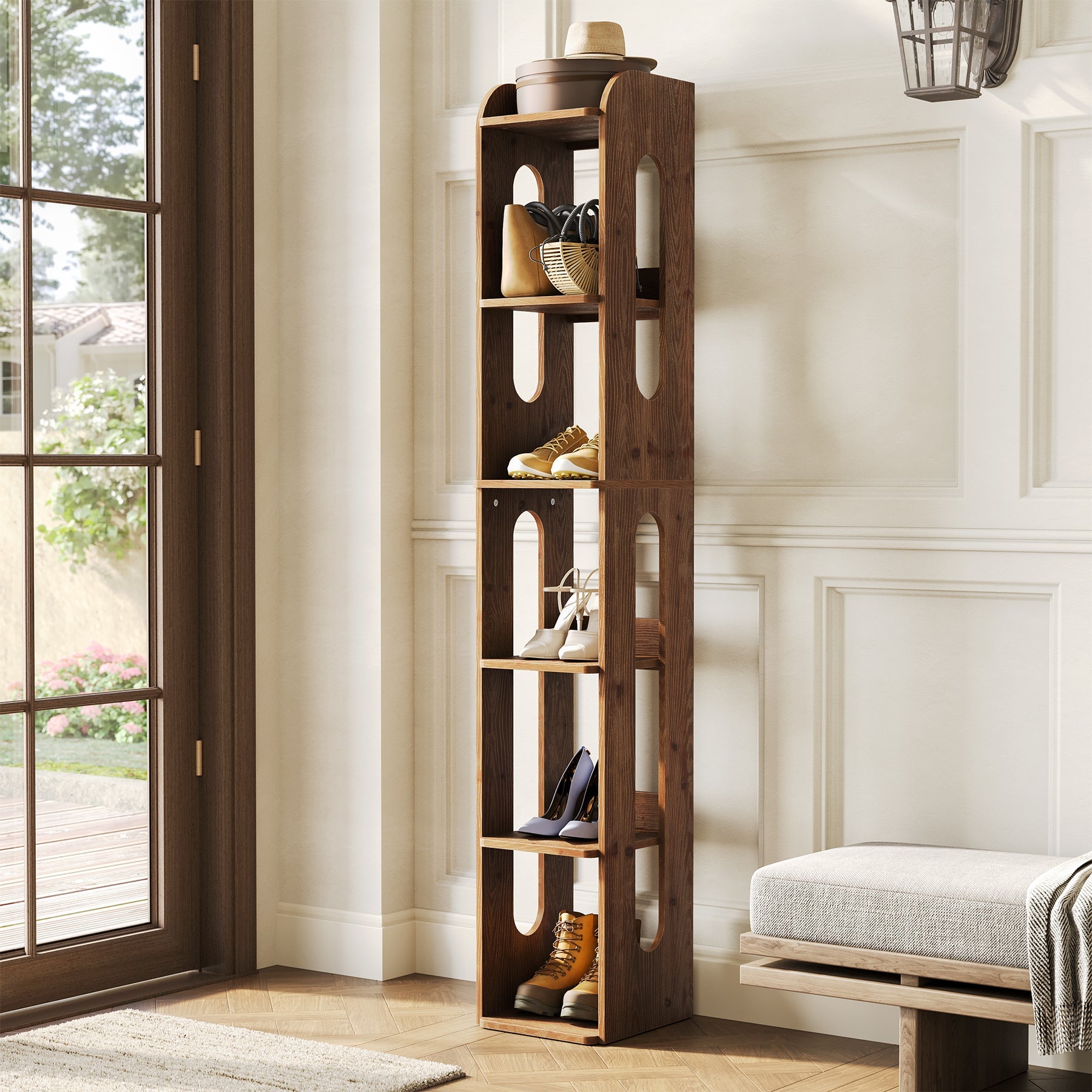 Tribesigns Zapatero independiente de 6 niveles de madera maciza, Organizador de zapatos estrecho