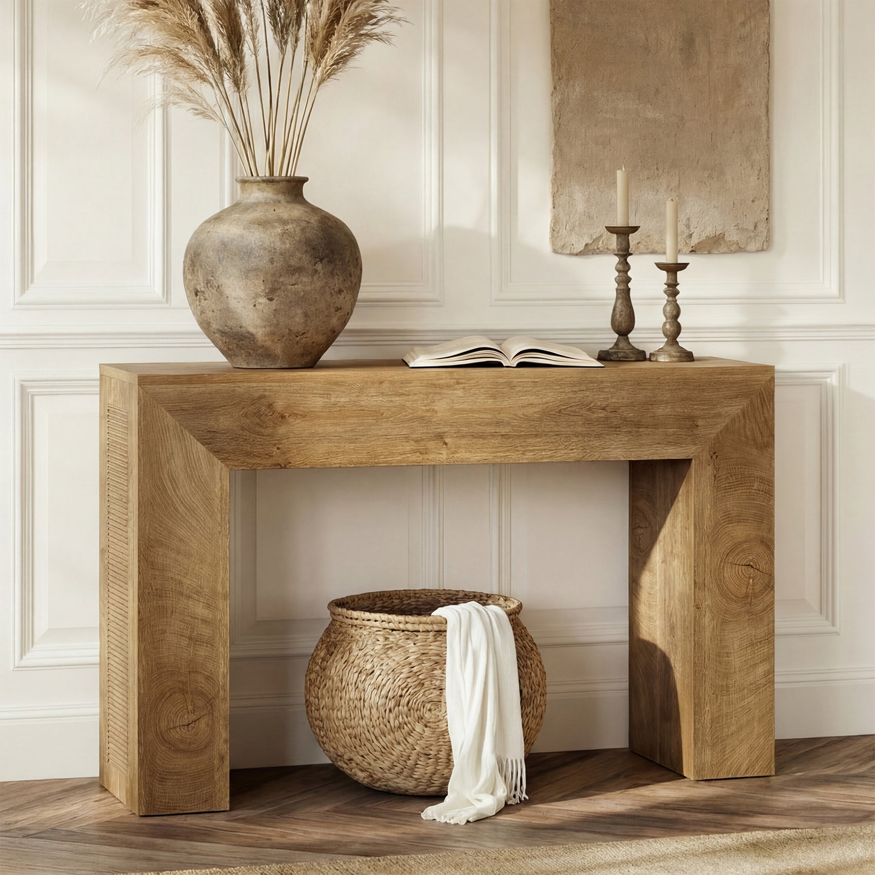 Tribesigns Consola de entrada, Mesa auxiliar estrecha de 110 cm de largo en estilo rústico