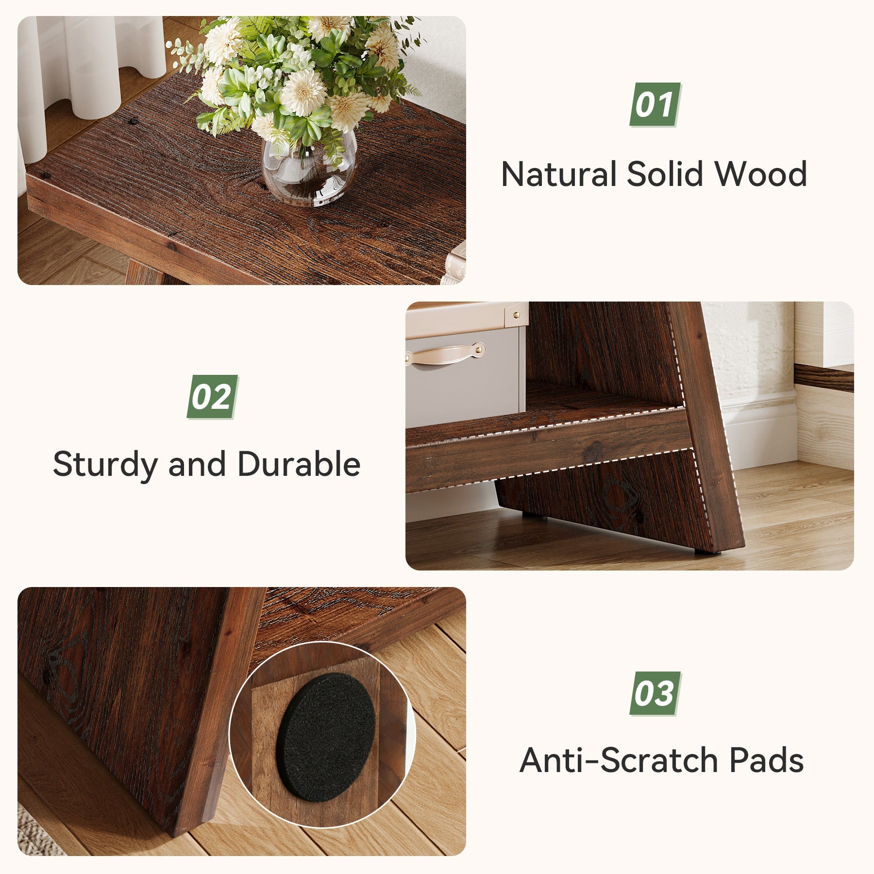 Tribesigns Banco de madera maciza con estante, Banco zapatero de 2 niveles de estilo rústico para pasillo y dormitorio