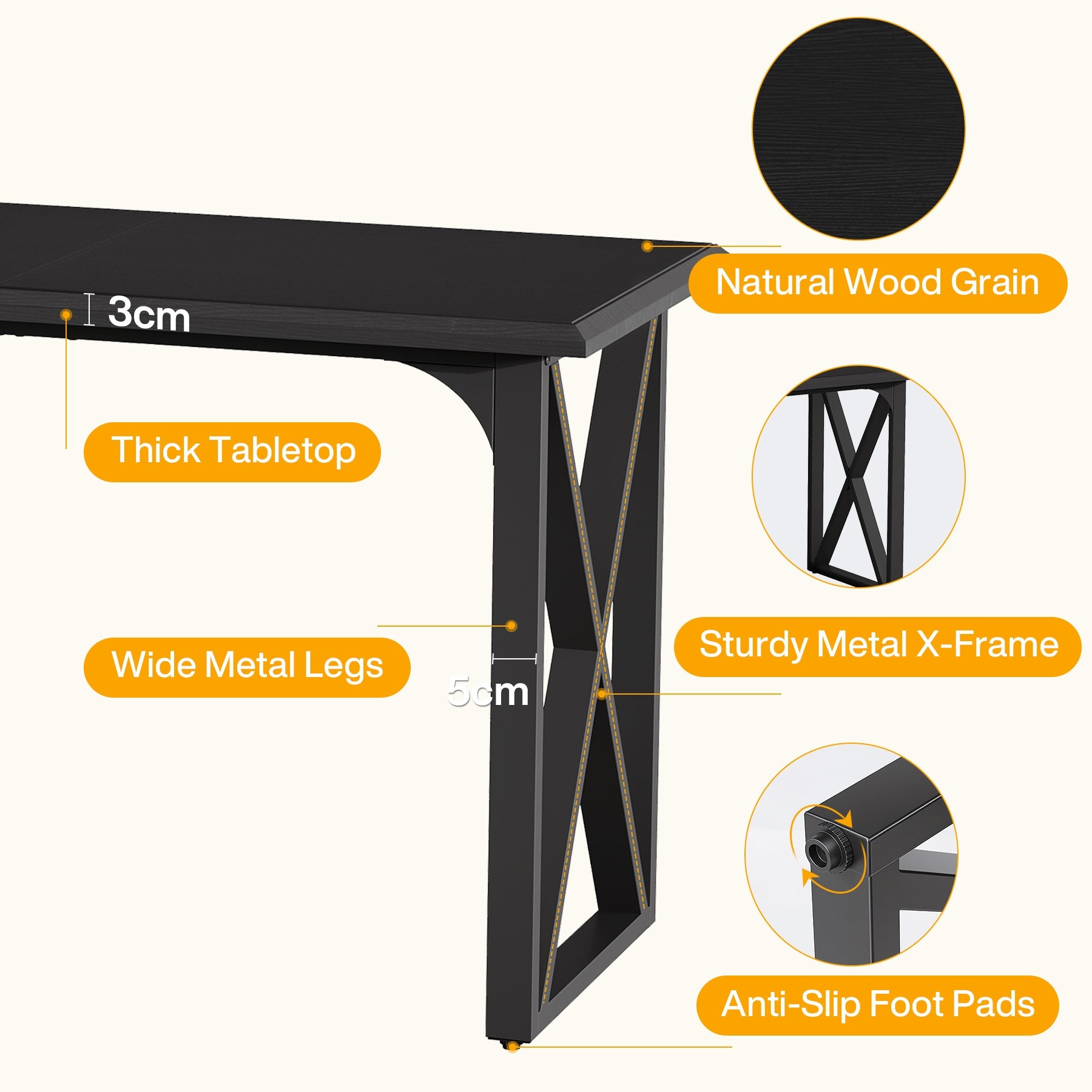 Tribesigns Mesa alta de 140 cm de estilo industrial con estructura metálica en forma de X para 2-4 personas