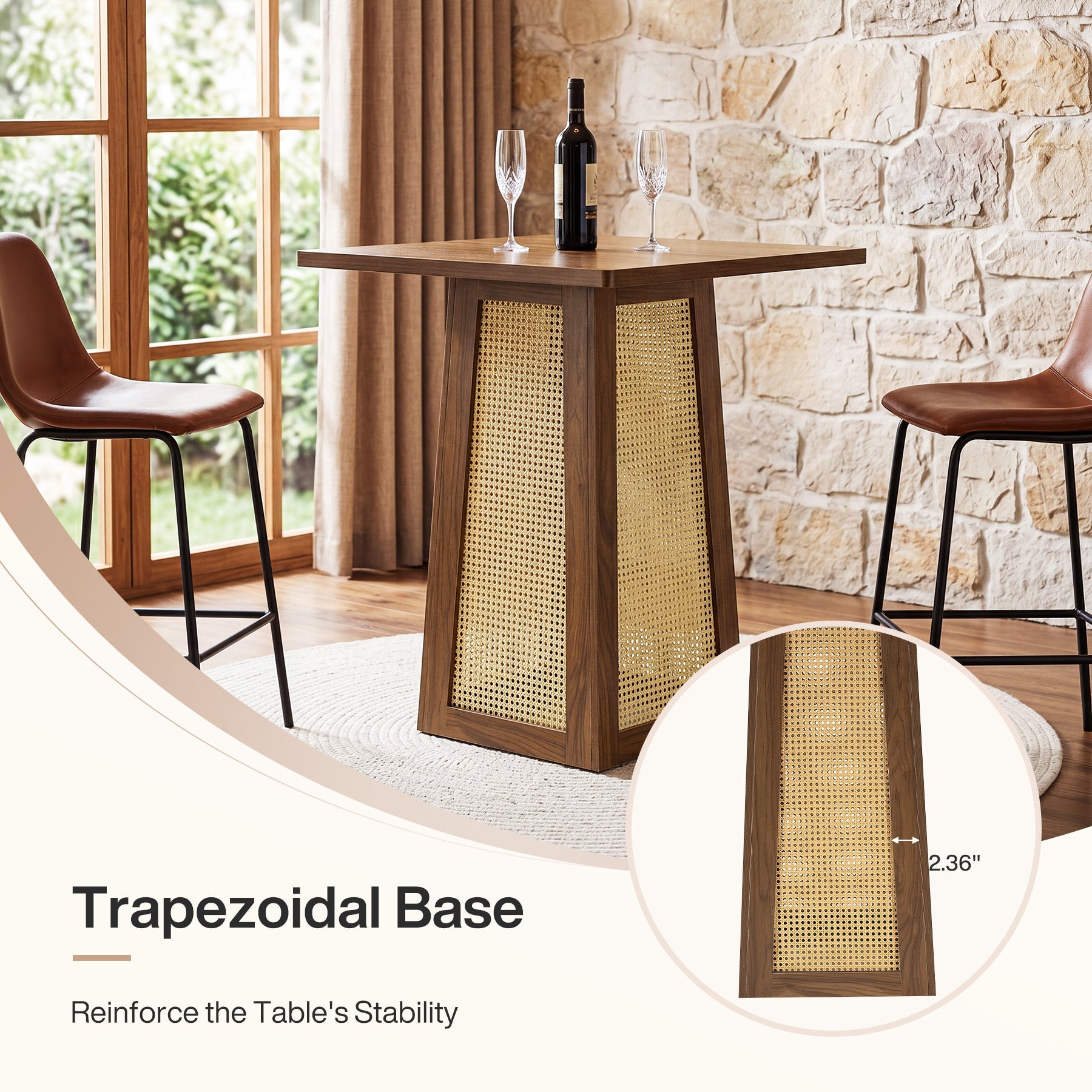Tribesigns Mesa de bistró cuadrada de 80 x 80 cm con pedestal, Mesa de bar para bar en casa, sala de estar y espacios pequeños