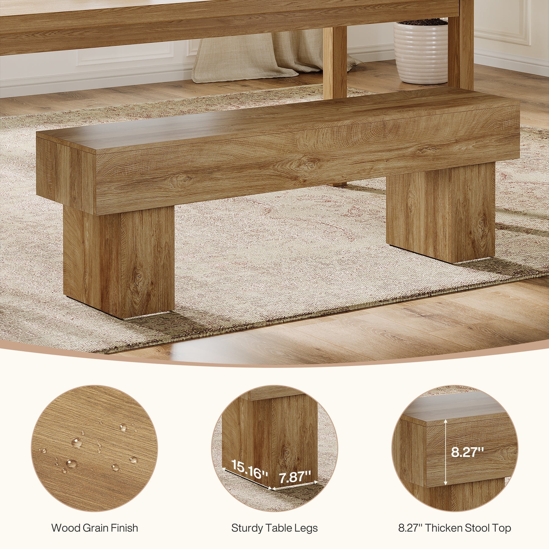 Tribesigns Banco de madera estilo granja de 160 cm para comedor