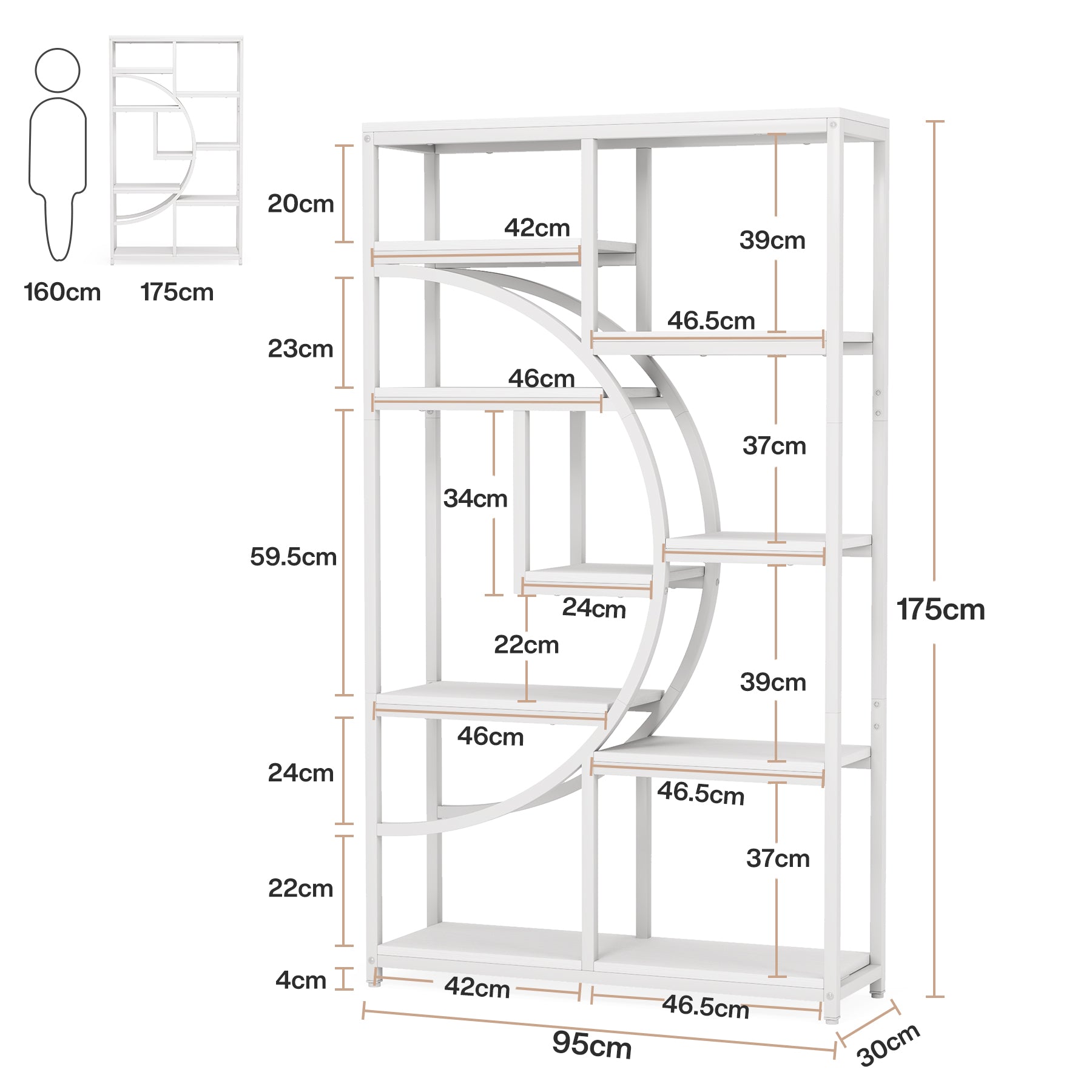 Tribesigns Librería Industrial Etagere de 5 Niveles, estantes Altos Independientes
