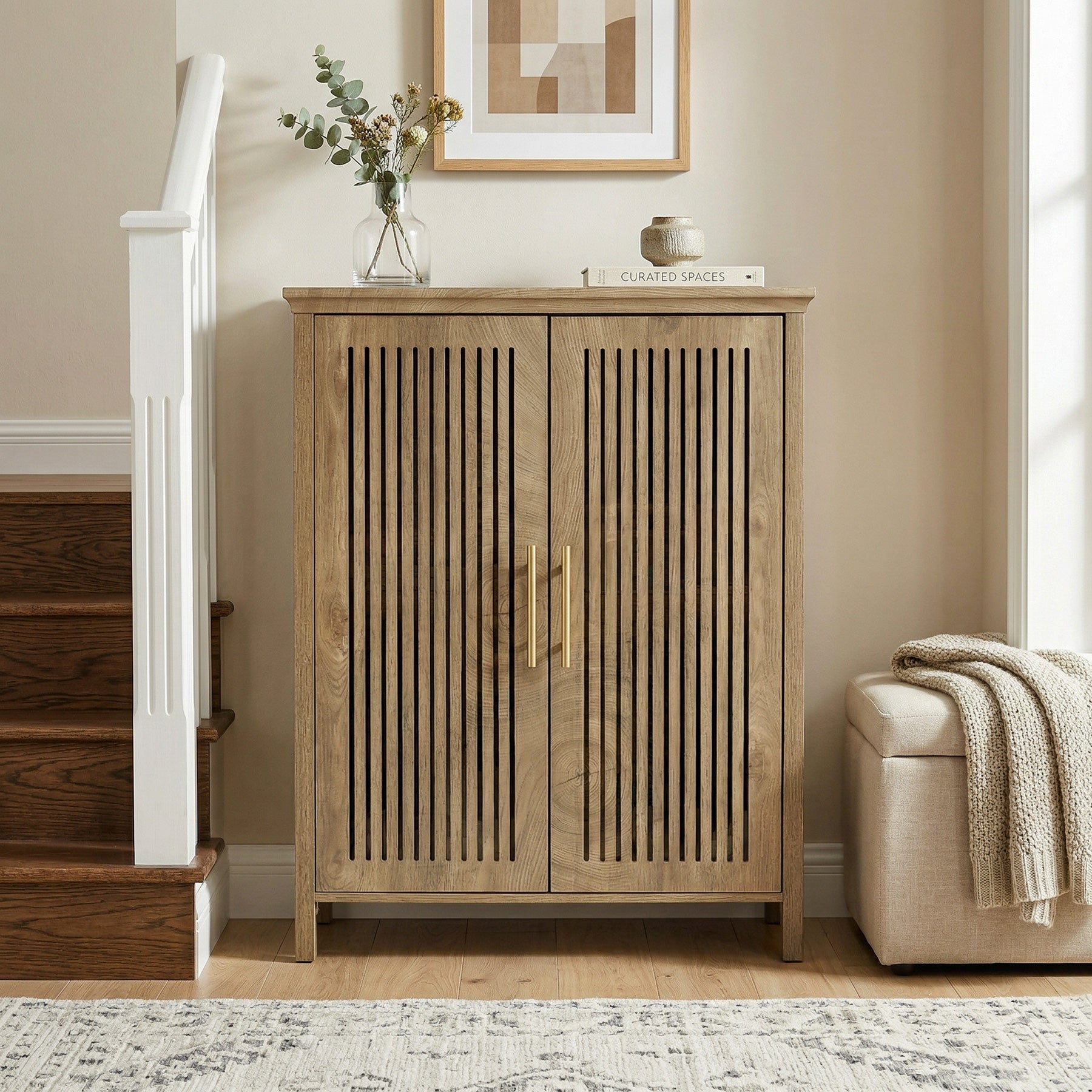 Tribesigns Zapatero de 120 cm con puertas y estantes ajustables, Zapatero de 5 niveles para recibidor y sala de estar