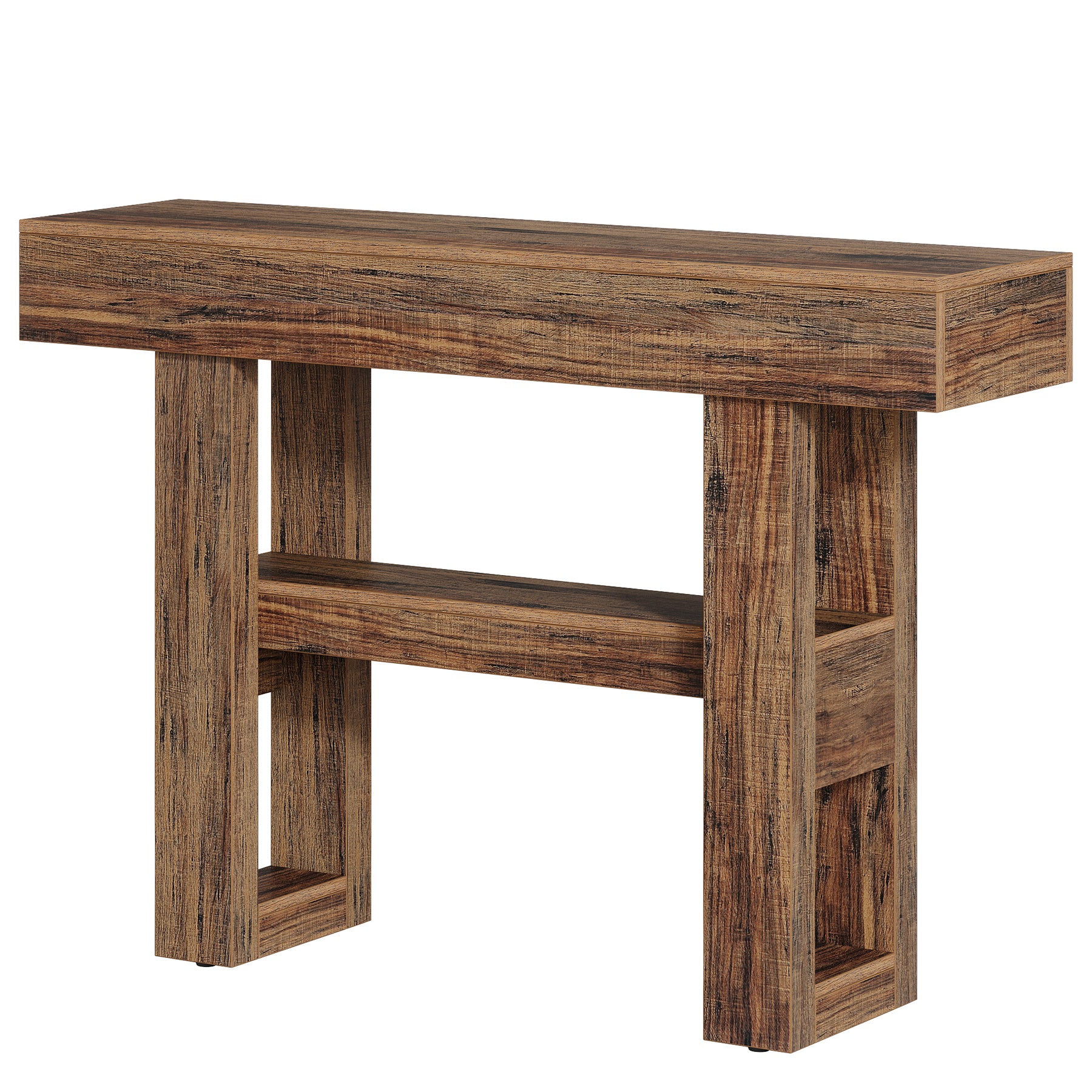 Tribesigns Mesa consola Farmhouse de 105 cm, Mesa de sofá estrecha de 2 niveles detrás del sofá