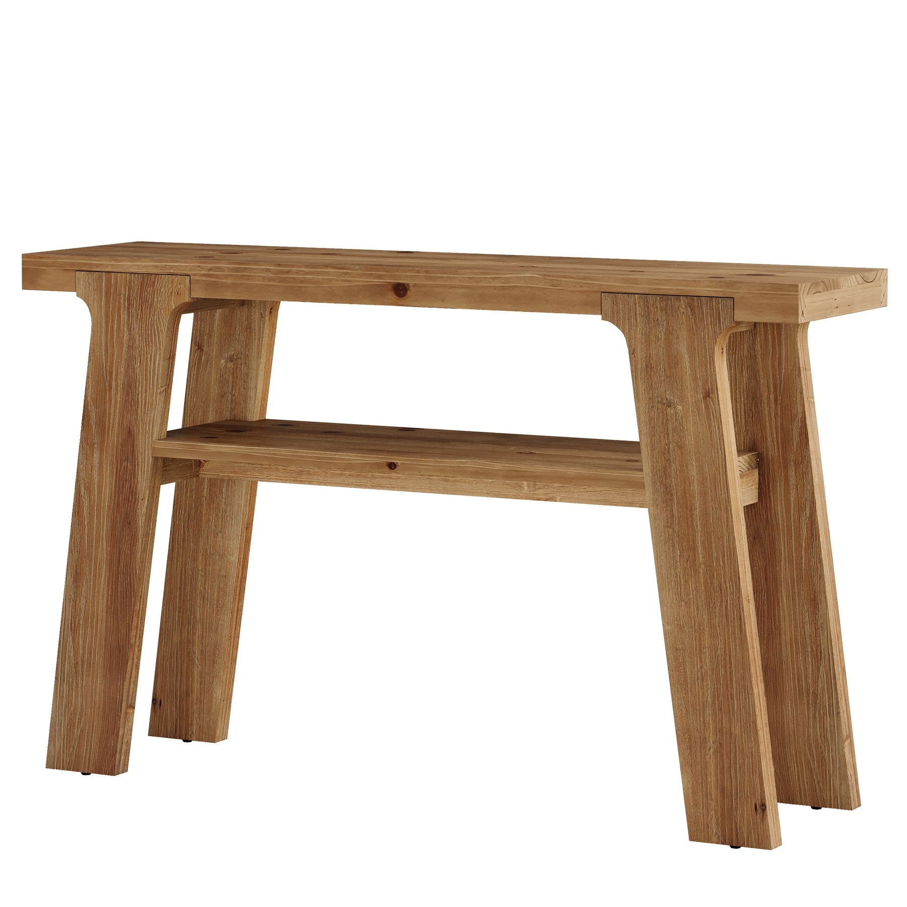 Tribesigns Consola de madera maciza de 120 cm, Mesa de recibidor y sofá rústica con 2 estantes estilo campestre