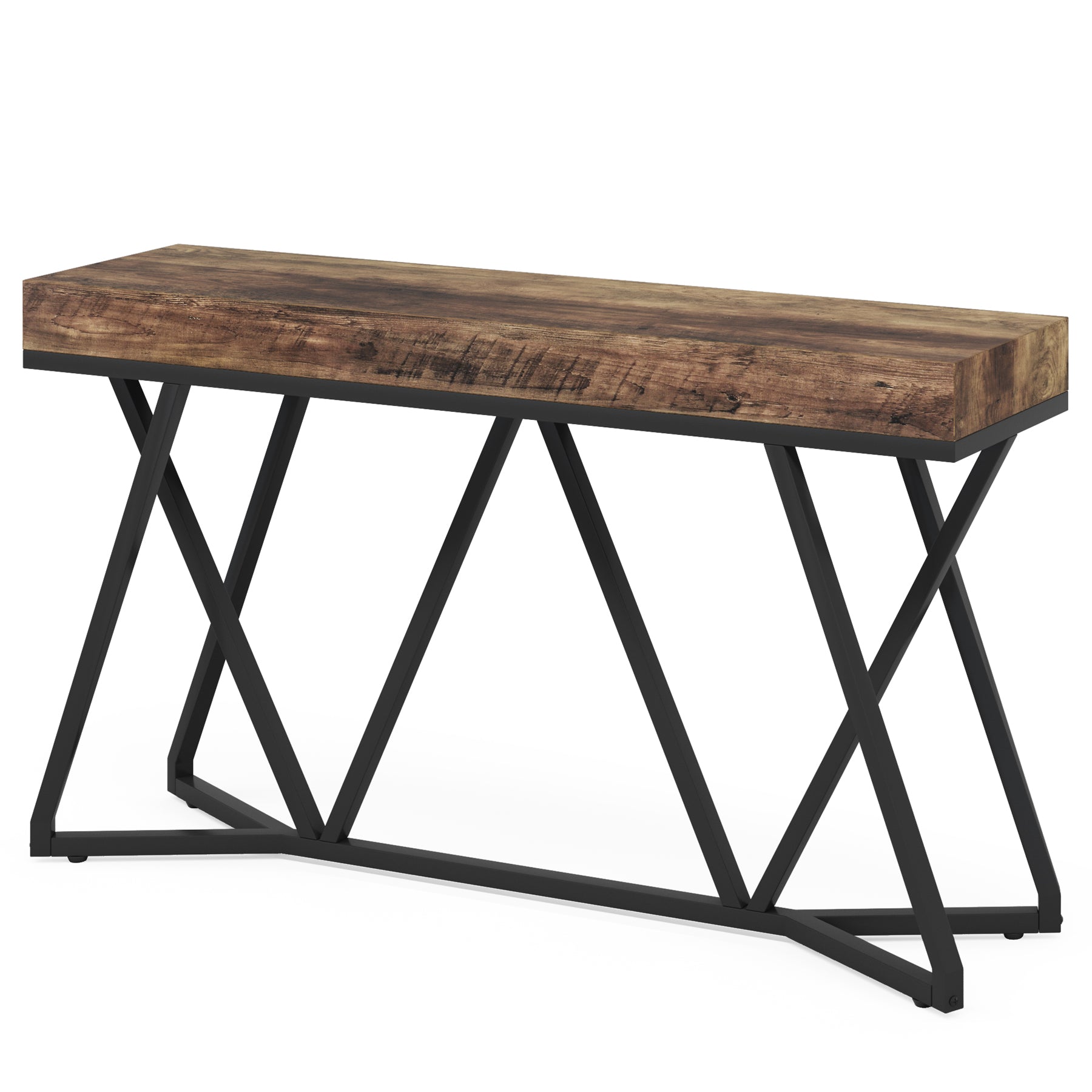 Tribesigns Mesa consola de madera, Consola de entrada con base de metal Mesa de centro única