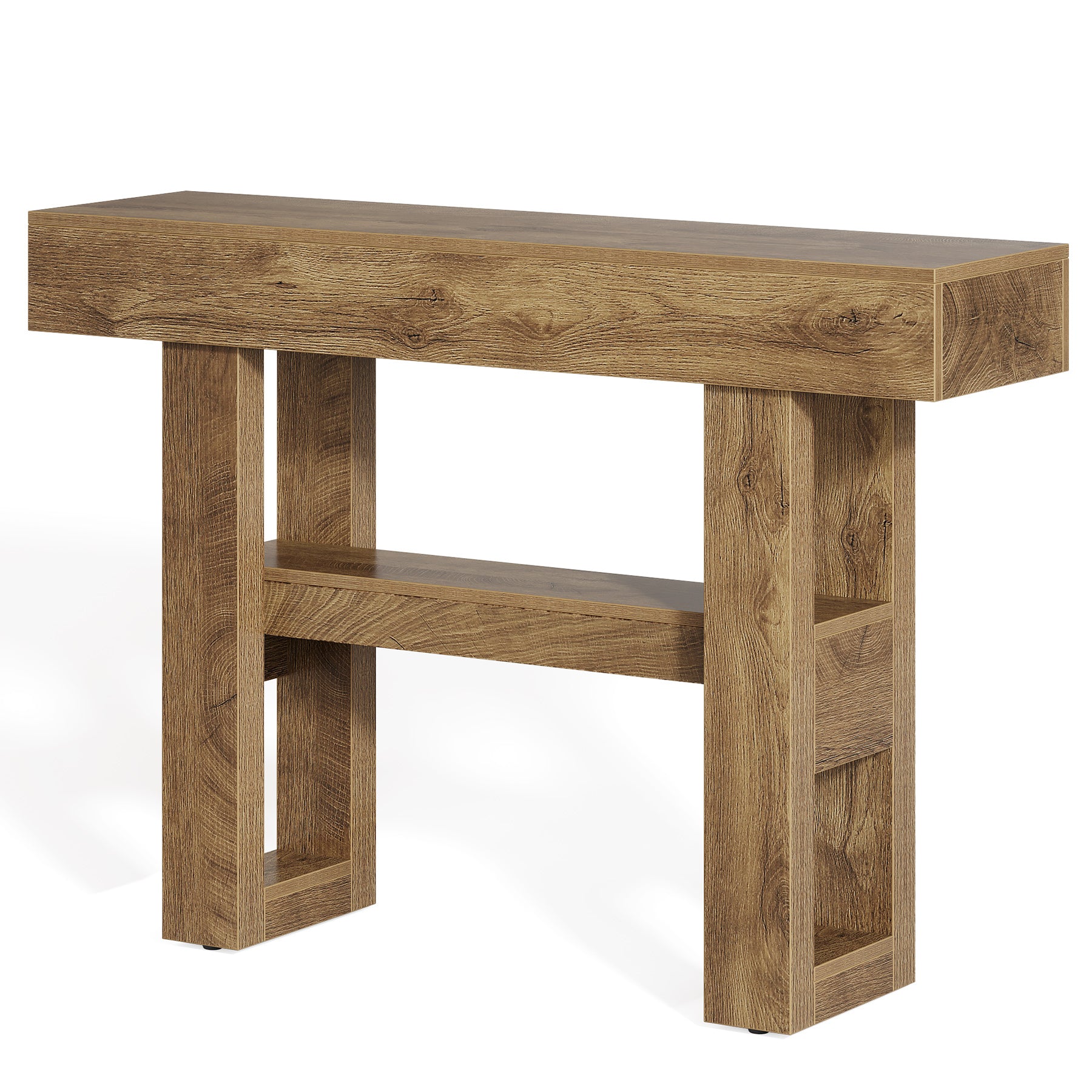 Tribesigns Mesa consola Farmhouse de 105 cm, Mesa de sofá estrecha de 2 niveles detrás del sofá