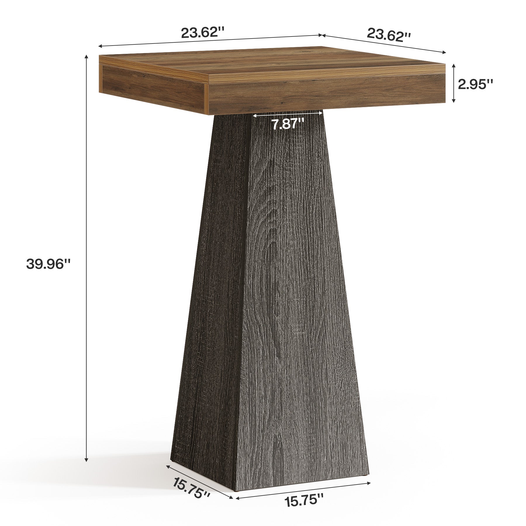 Tribesigns Mesa de bar de 102 cm de altura, Mesa cuadrada de pie para espacios pequeños con base estable