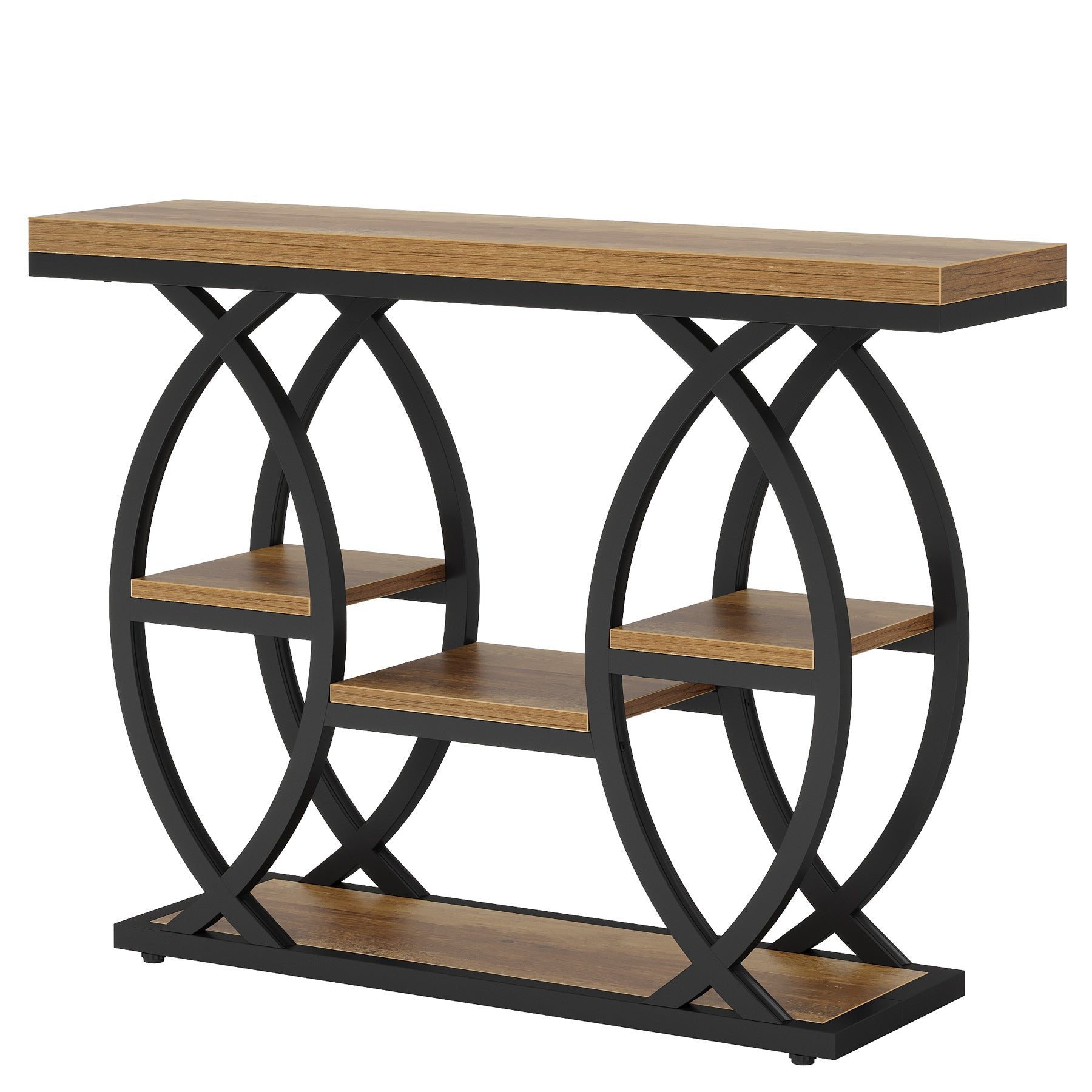 Tribesigns Mesa consola de 100 cm, Mesa de sofá de 4 niveles Mesa de entrada con estantes