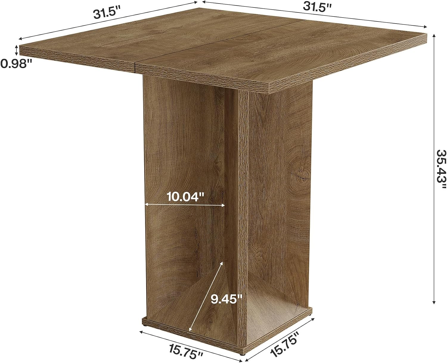 Mesa de bar cuadrada de 80 cm, Barra de bar doméstica a la altura de una barra de esquina para pub y bistró