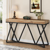 Tribesigns Mesa consola de madera, Consola de entrada con base de metal Mesa de centro única 3