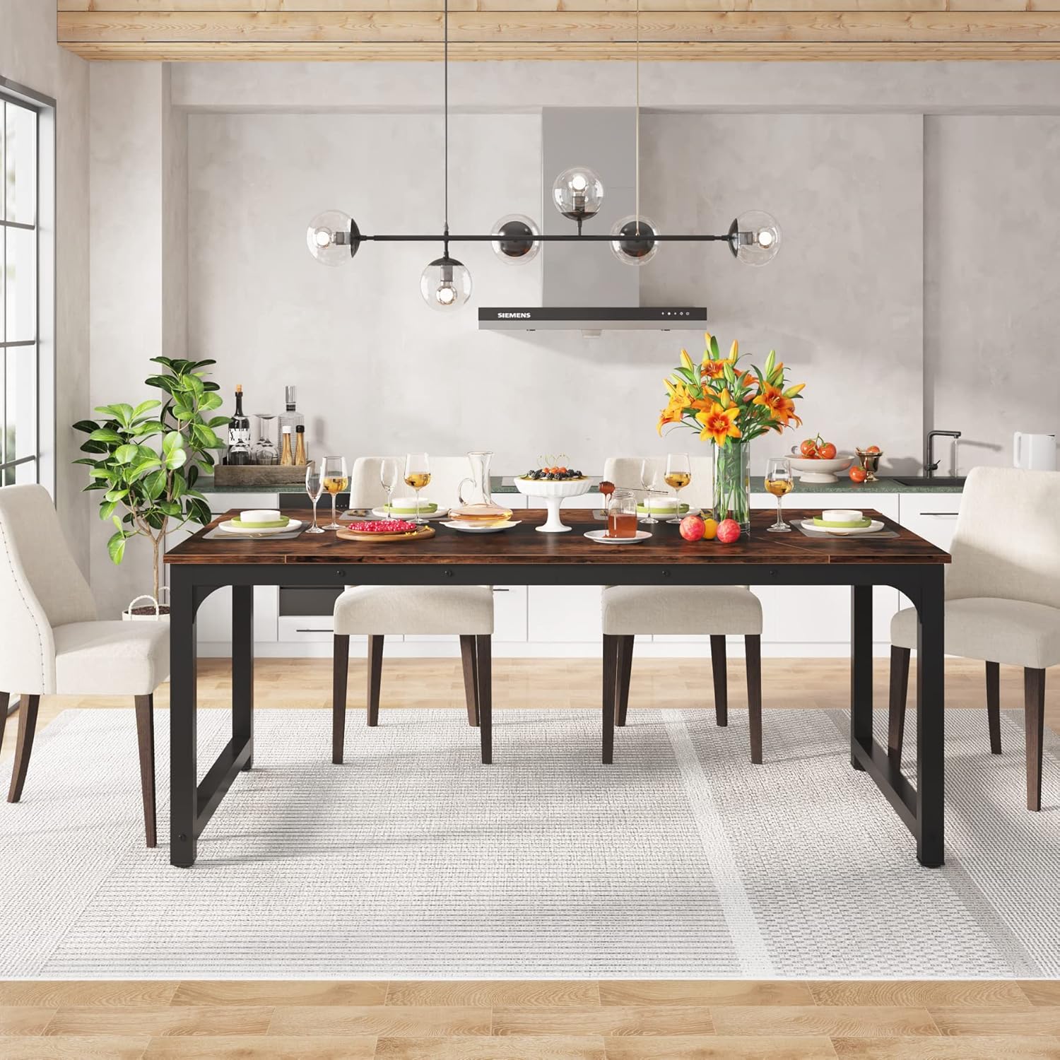 Tribesigns Mesa de Comedor de 180 x 80 cm, Mesa de Comedor Rectangular para Comedor