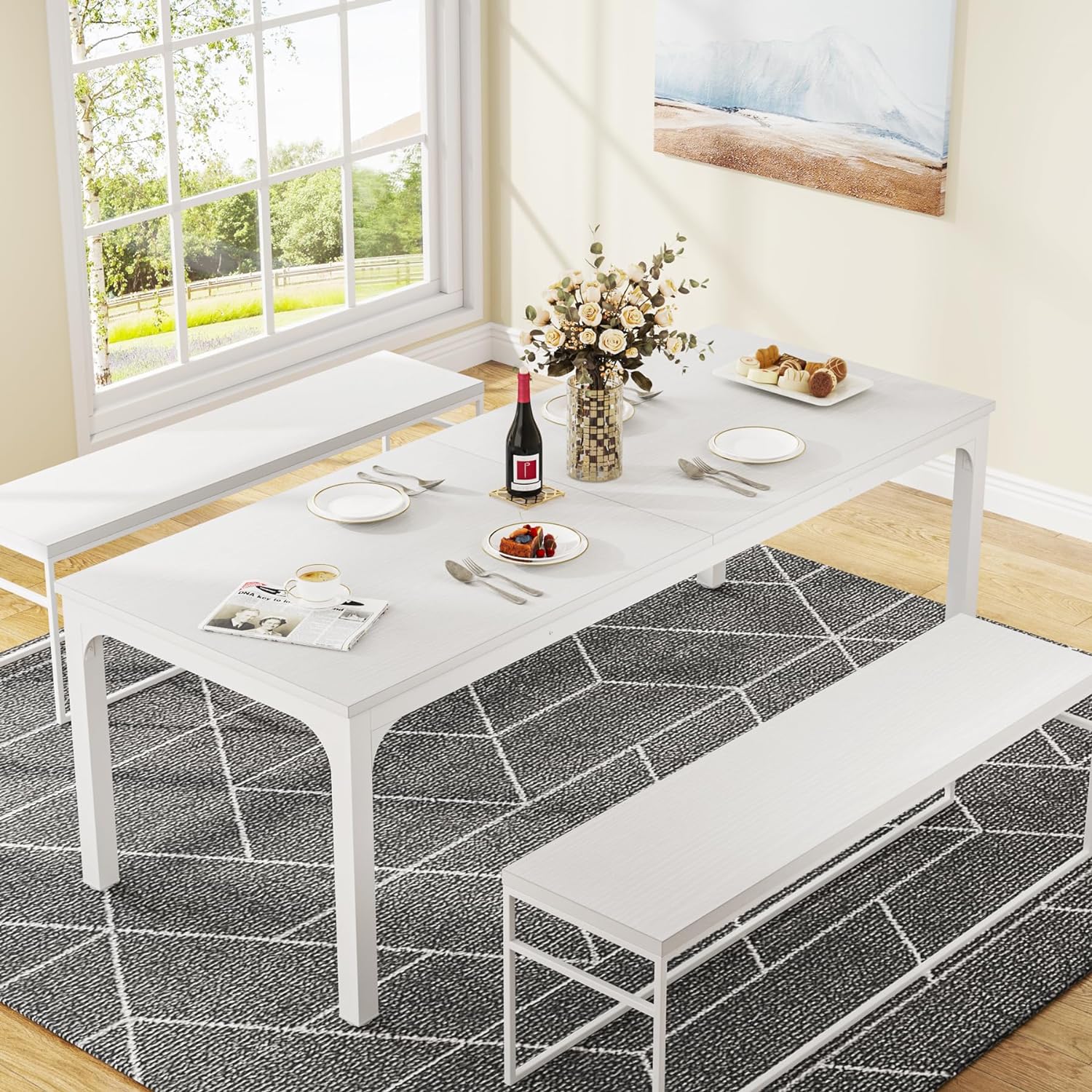Tribesigns Mesa de Comedor Industrial 200 x 70 x 75 cm, Mesa de Cocina para 6-8 Personas