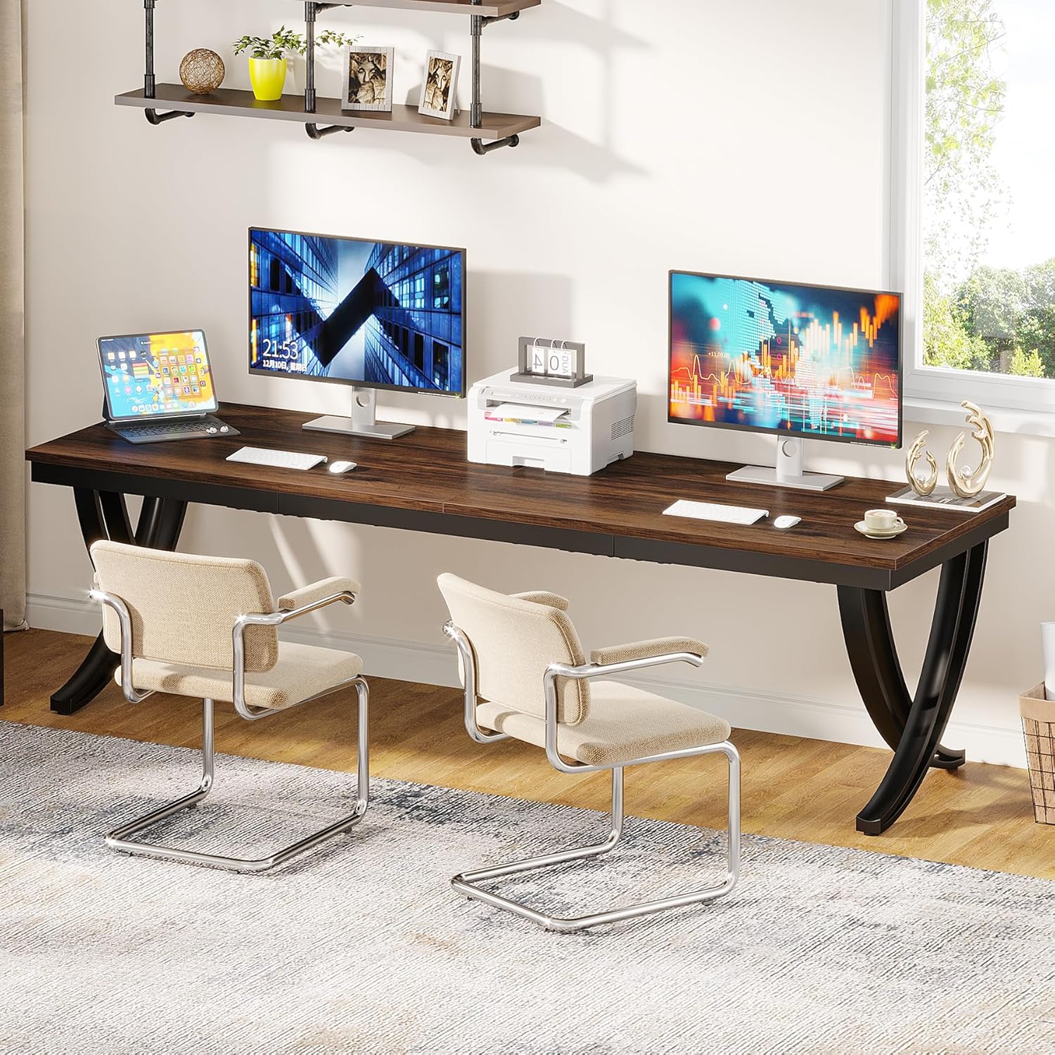 Tribesigns Escritorio para computadora, Mesa de computadora de Escritorio Doble Largo para Dos