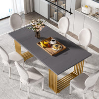Tribesigns Mesa de comedor moderna para 6-8 personas, Mesa de comedor blanca