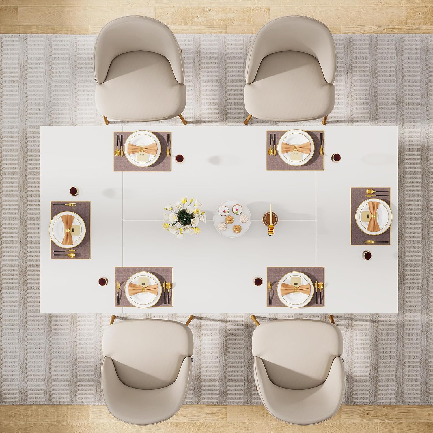 Tribesigns Mesa de comedor moderna para 6 personas, 63 pulgadas de largo x 31 pulgadas