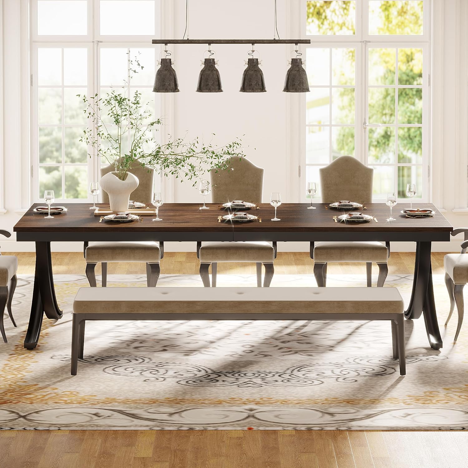 Tribesigns Mesa de comedor grande, Mesa de comedor rectangular para 6-8 personas