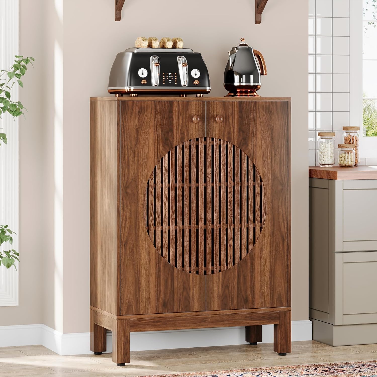 Tribesigns Credenza, Gabinete de cocina estilo granja de 5 niveles con estantes extraíbles