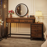 Tribesigns Tocador con espejo y 5 cajones, Tocador con cómoda lateral de 3 cajones 3