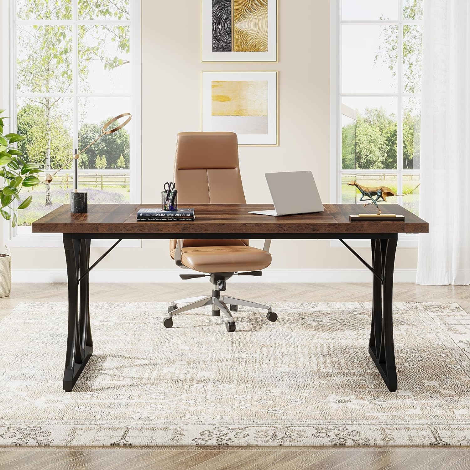 Tribesigns Escritorio para computadora, Mesa de Trabajo Moderna con Estructura de Metal