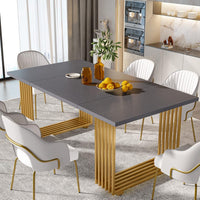 Tribesigns Mesa de comedor moderna para 6-8 personas, Mesa de comedor blanca