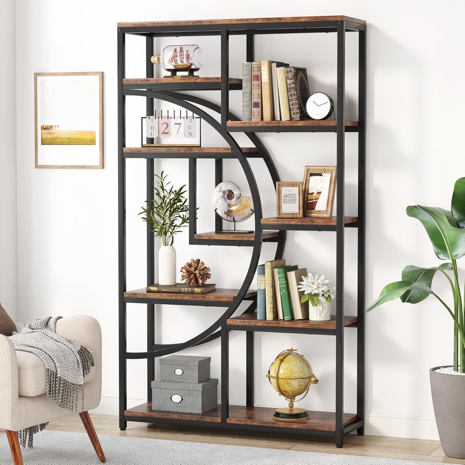 Tribesigns Librería Industrial Etagere de 5 Niveles, estantes Altos Independientes