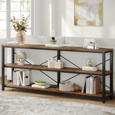 Tribesigns Mesa consola, Mesa de sofá industrial de 3 niveles con estructura de metal 3