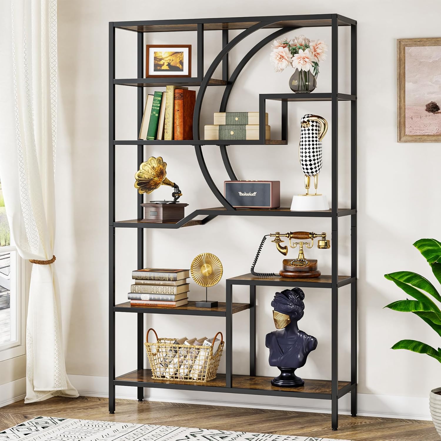Tribesigns Librería Industrial Etagere de 6 Niveles, Estantes Abiertos Independientes
