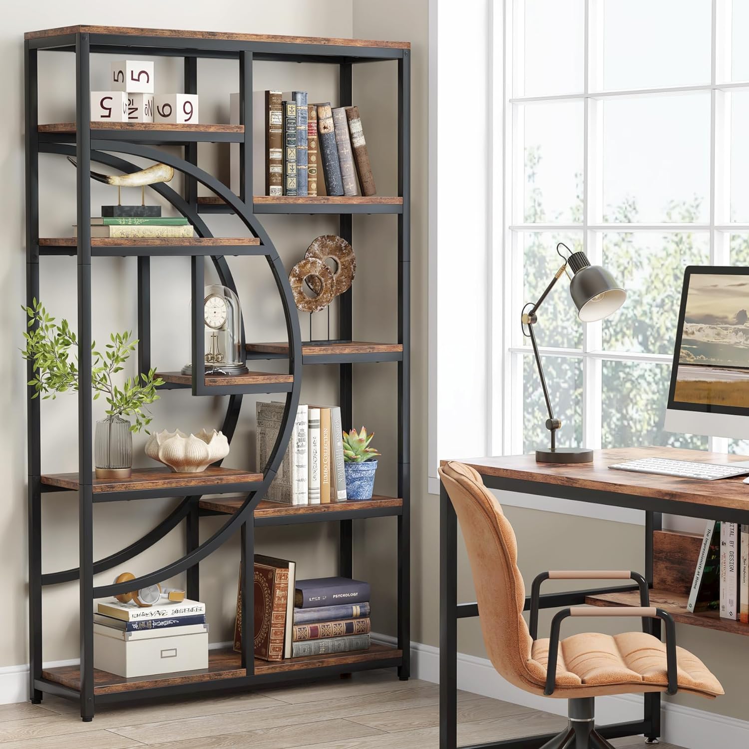 Tribesigns Librería Industrial Etagere de 5 Niveles, estantes Altos Independientes