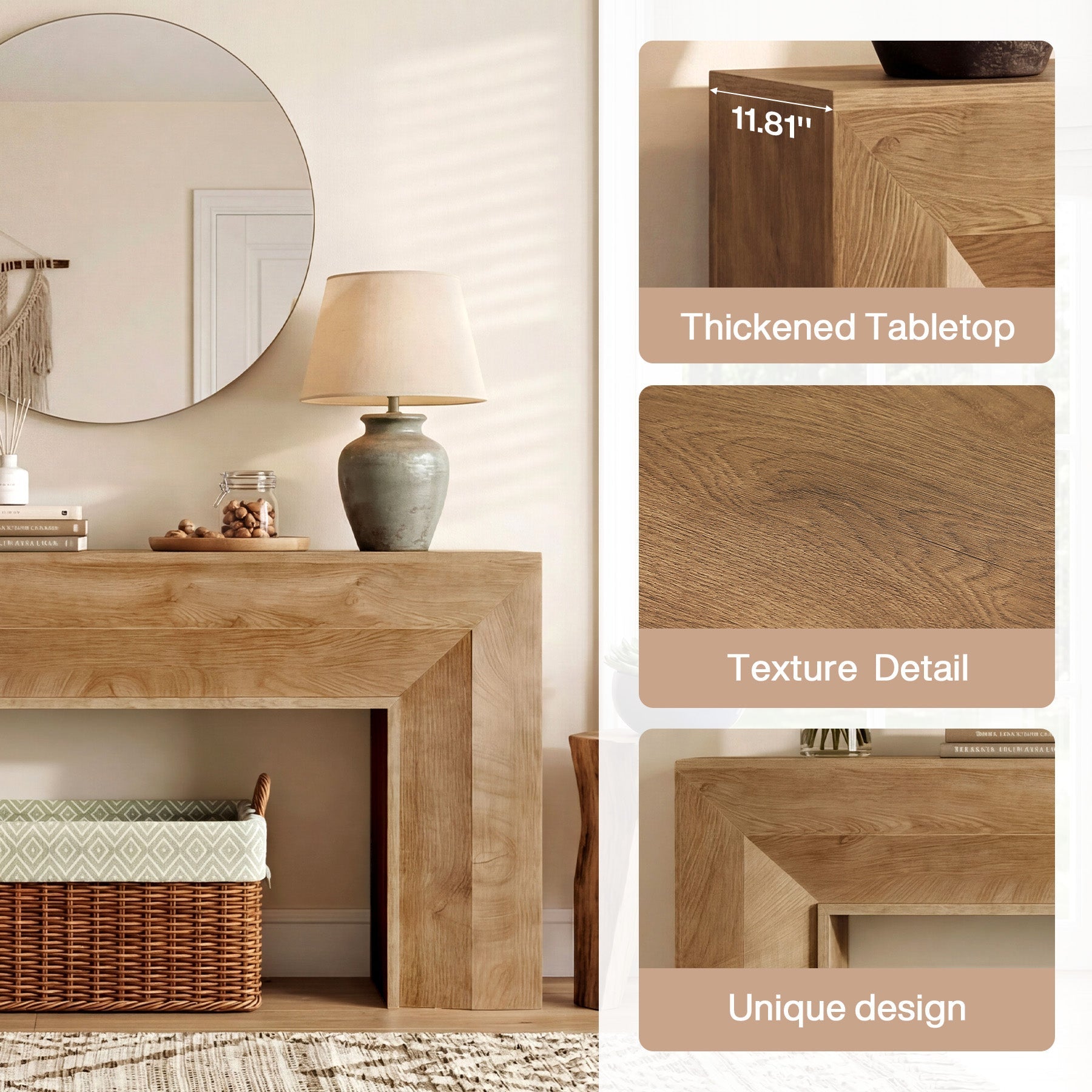 160 cm Tribesigns lange consoletafel met smal profiel, rustieke haltafel voor entree en woonkamer