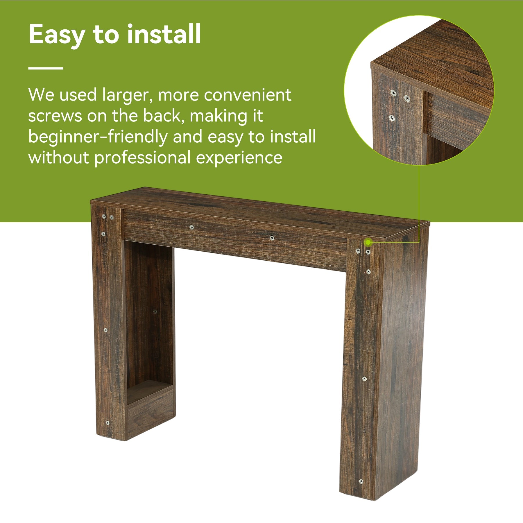 Tribesigns Consola estrecha de 105 cm, Mesa de recibidor con aspecto de madera Mesa auxiliar estable con doble base