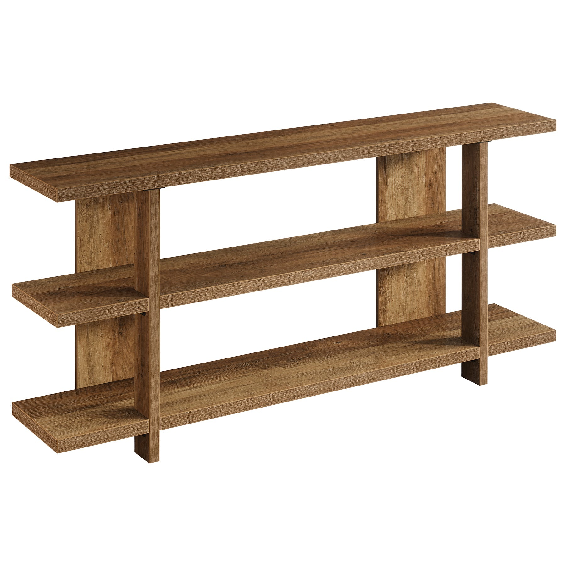 Tribesigns Consola de 160 cm con espacio de almacenaje, Mesa de recibidor estrecha de madera con 3 niveles en estilo rústico