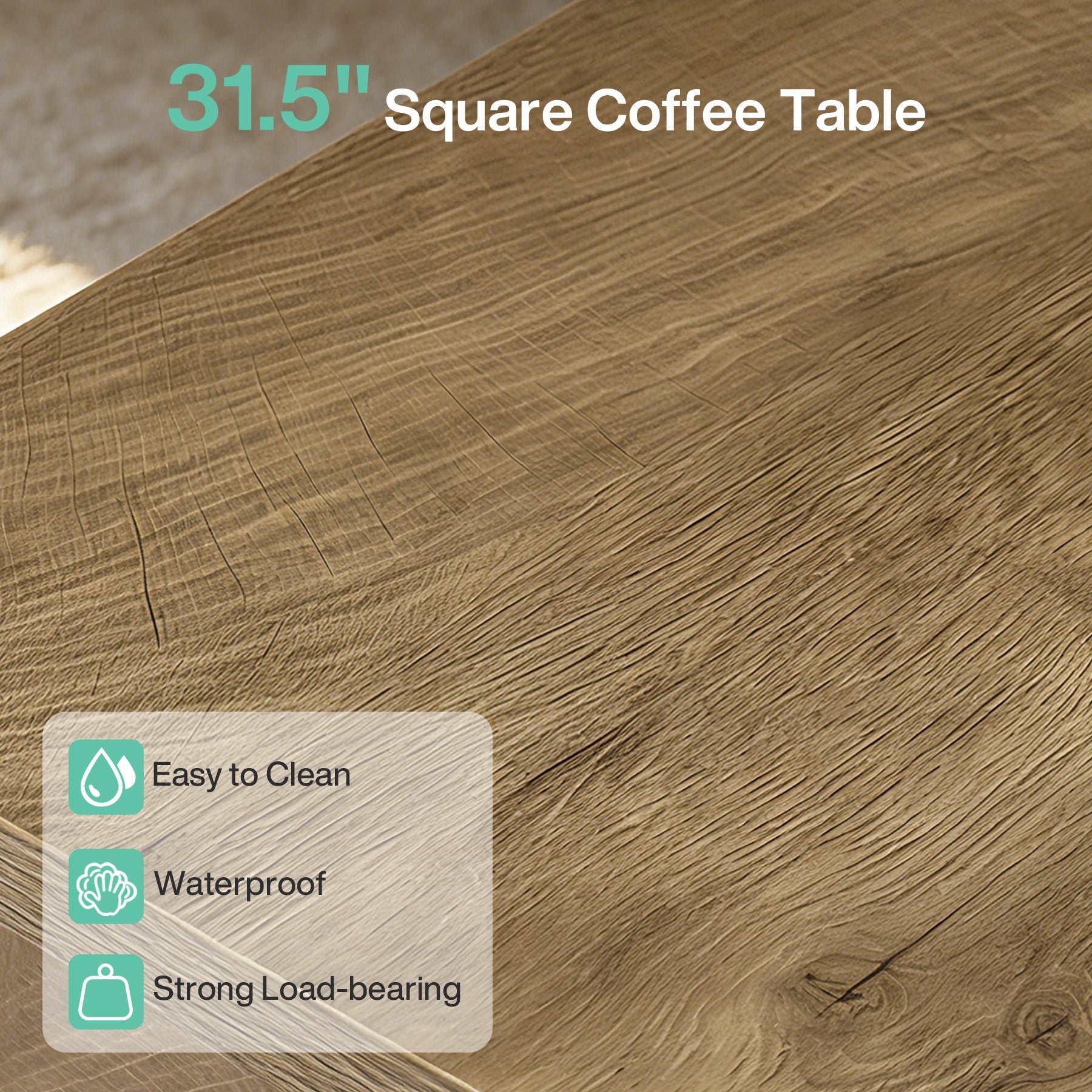 Tribesigns Mesa de centro cuadrada pequeña (80 cm), Mesa auxiliar estilo granja con base robusta