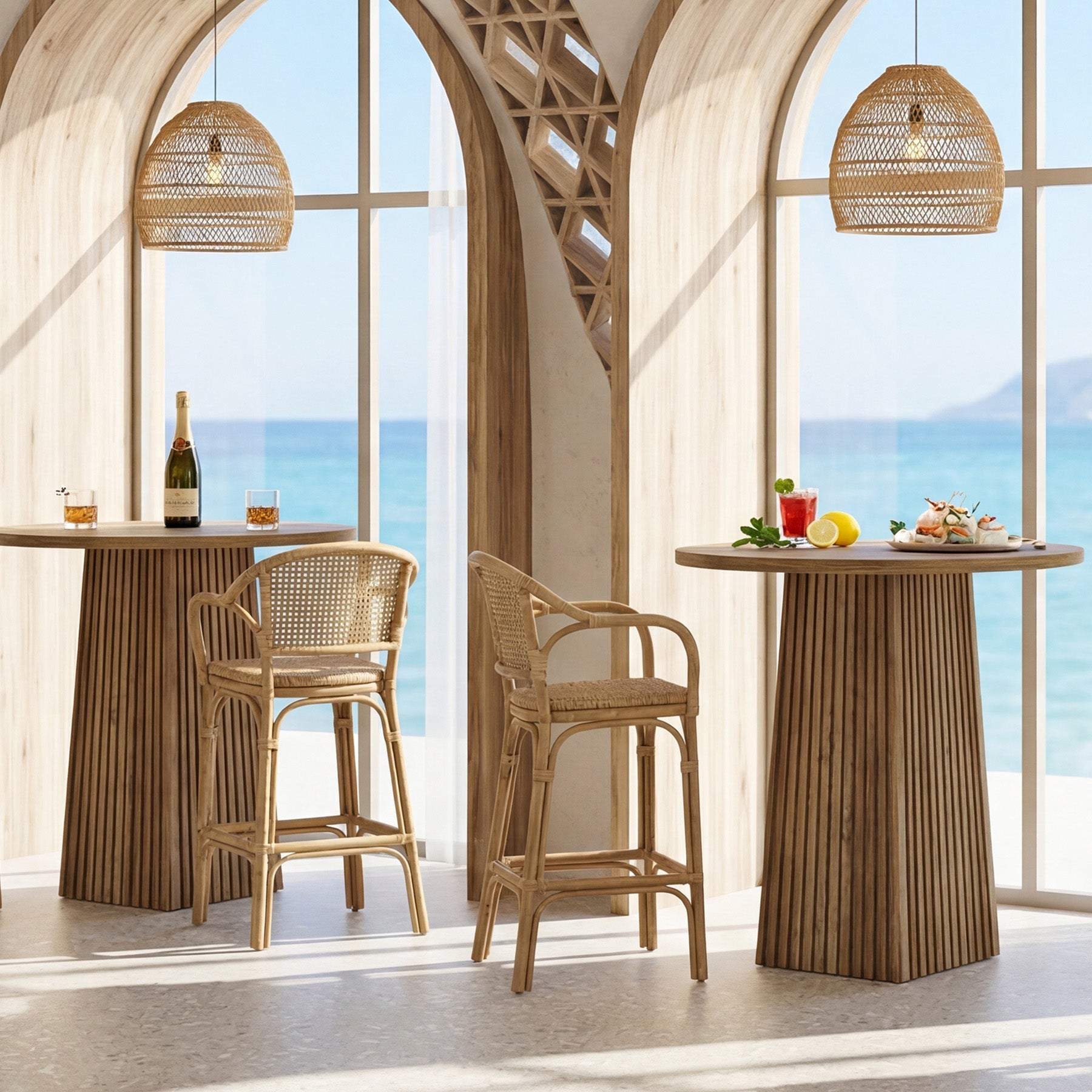 Tribesigns Mesa de comedor redonda de 80 cm, Mesa de pedestal de madera para 2 personas