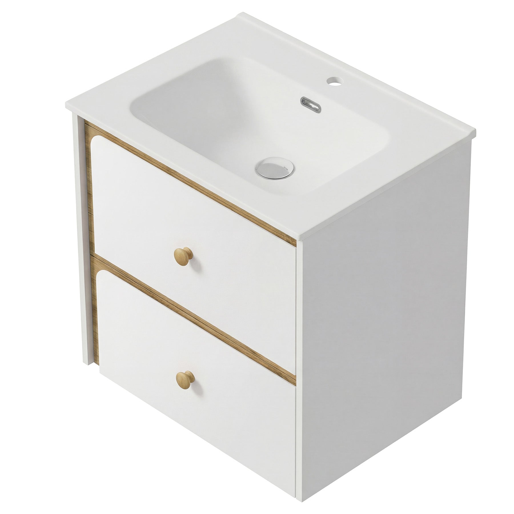 Tribesigns Mueble de baño suspendido con lavabo de cerámica, Mueble de baño moderno suspendido con puerta de cierre suave
