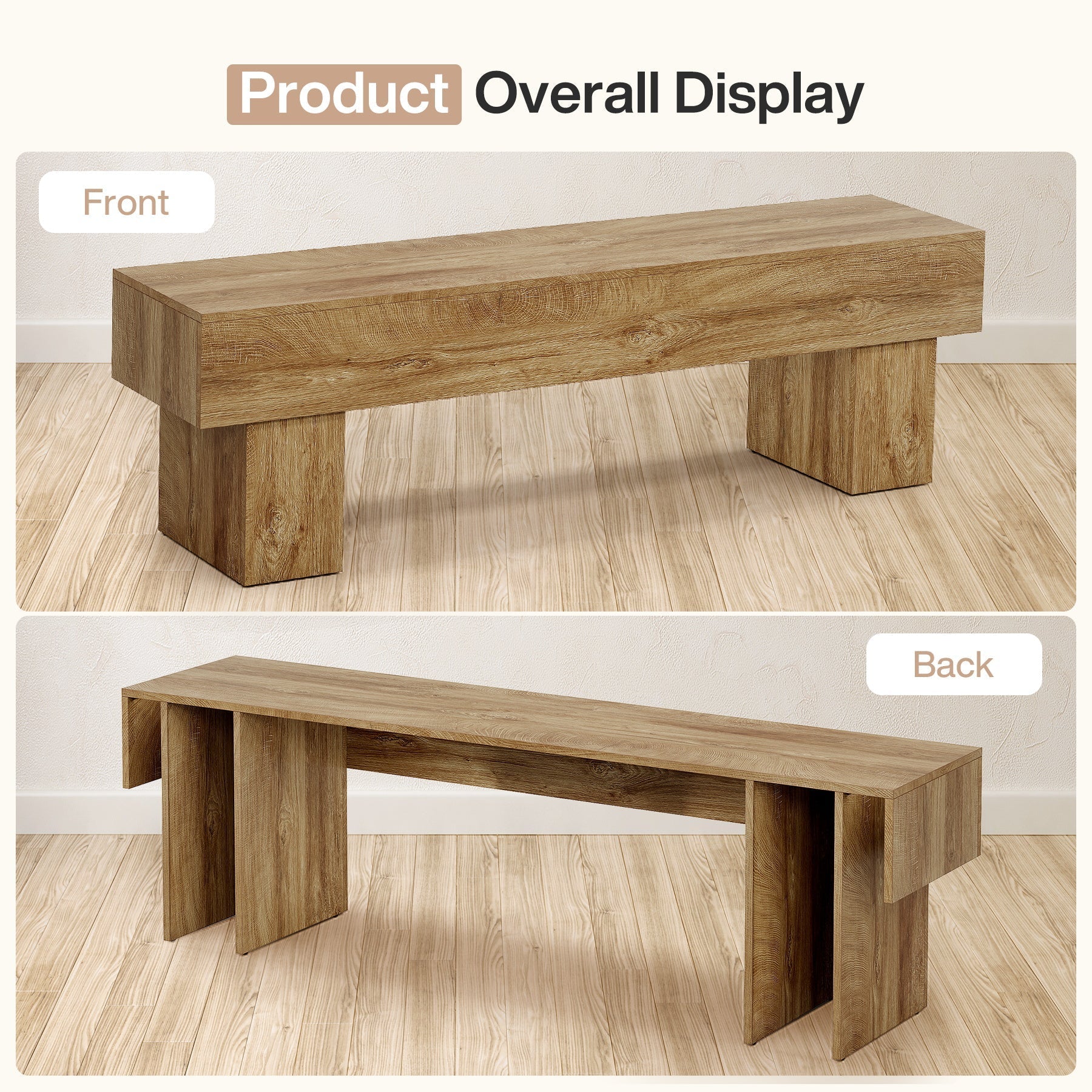 Tribesigns Banco de madera estilo granja de 160 cm para comedor