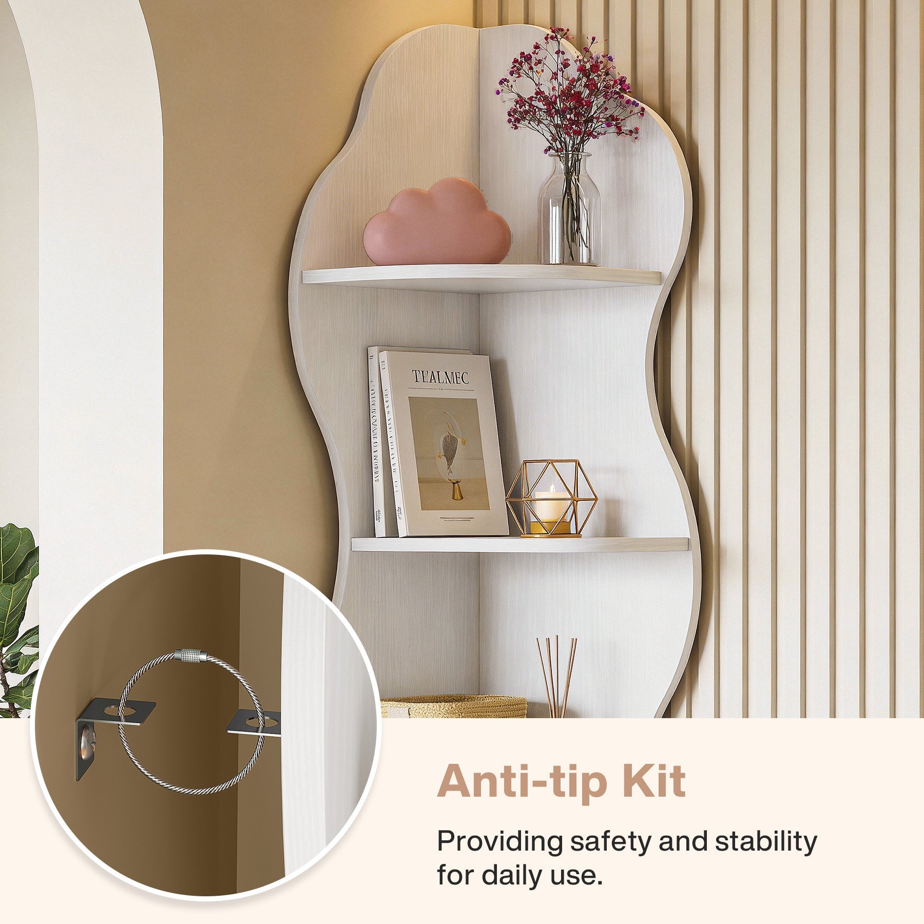 Tribesigns Estantería esquinera con 5 baldas, Librería esquinera moderna diseño curvo