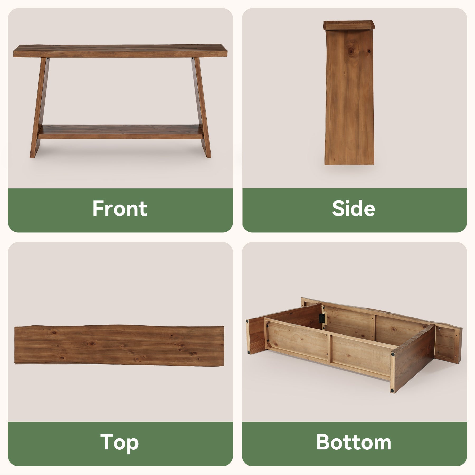 Tribesigns Mesa consola de madera maciza de 160 cm, Mesa auxiliar de dos niveles para el recibidor