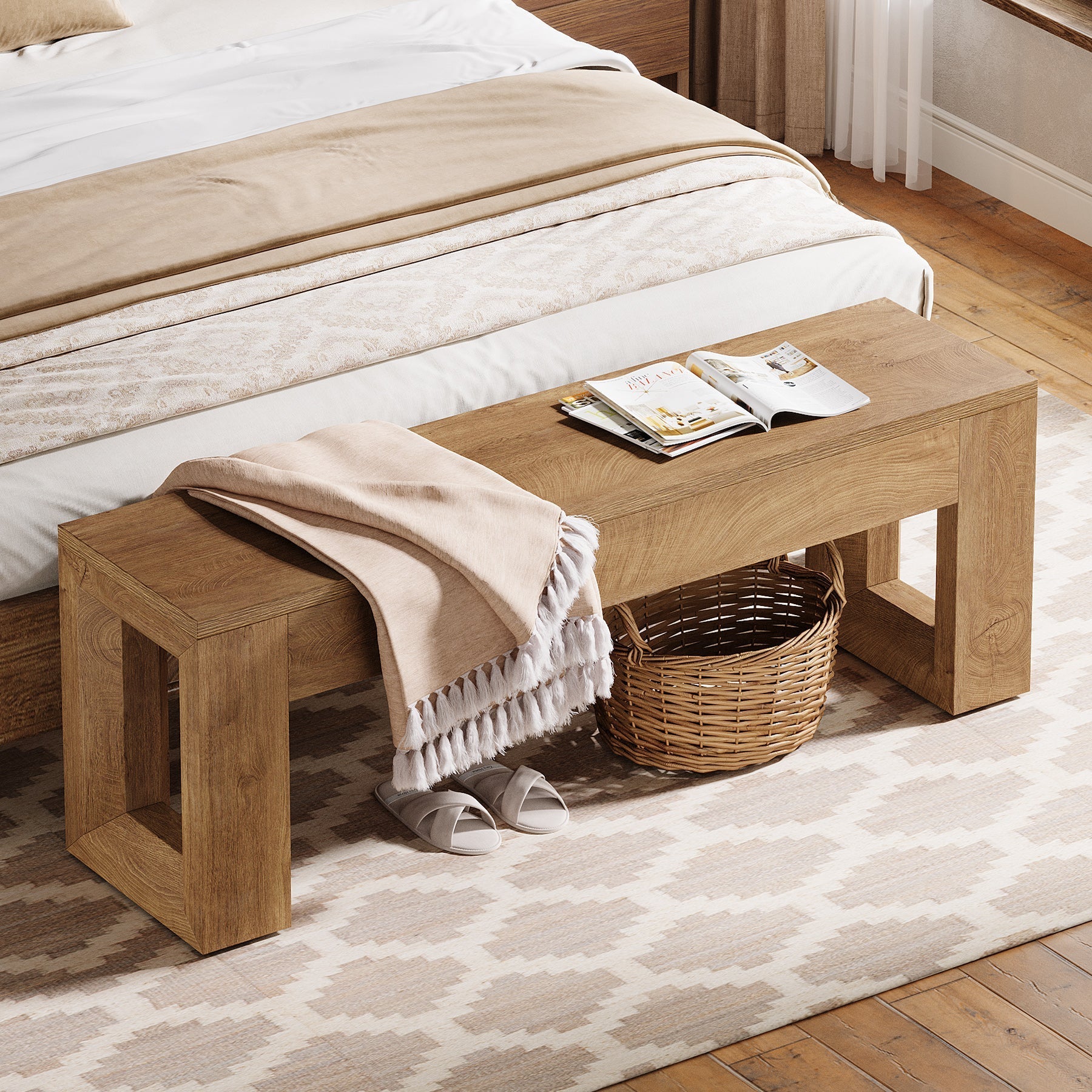 Tribesigns Banco de 120 cm de estilo rústico ideal para comedor o dormitorio fabricado en MDF