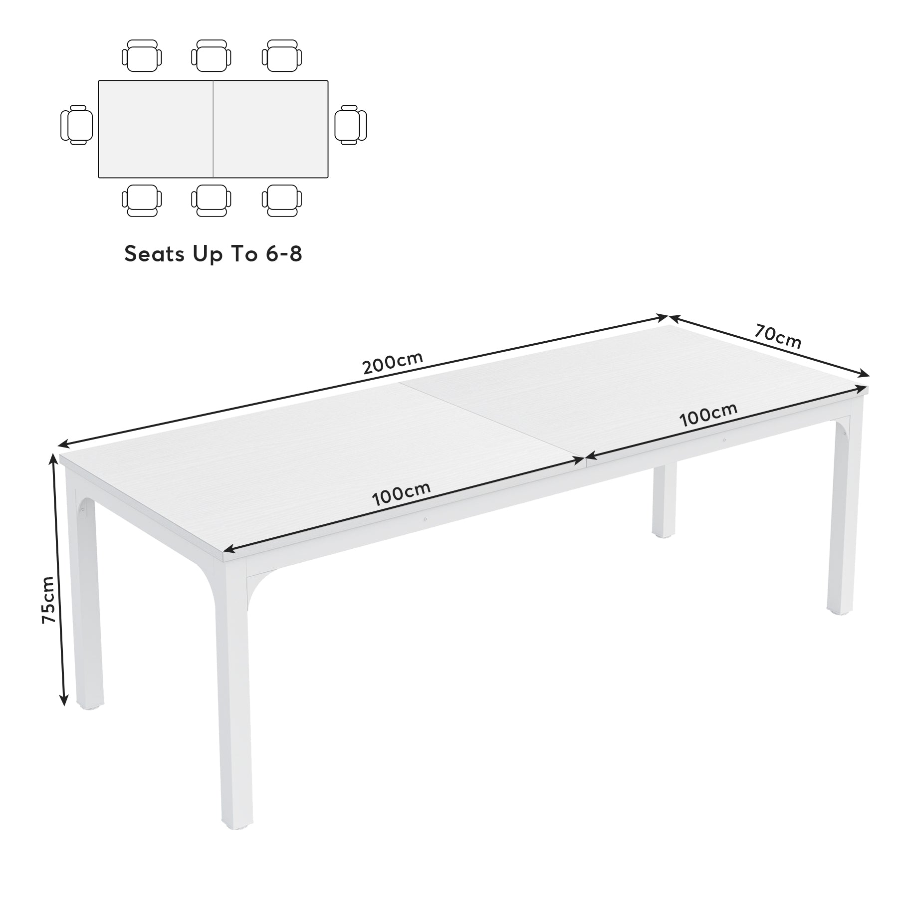 Tribesigns Mesa de Comedor Industrial 200 x 70 x 75 cm, Mesa de Cocina para 6-8 Personas