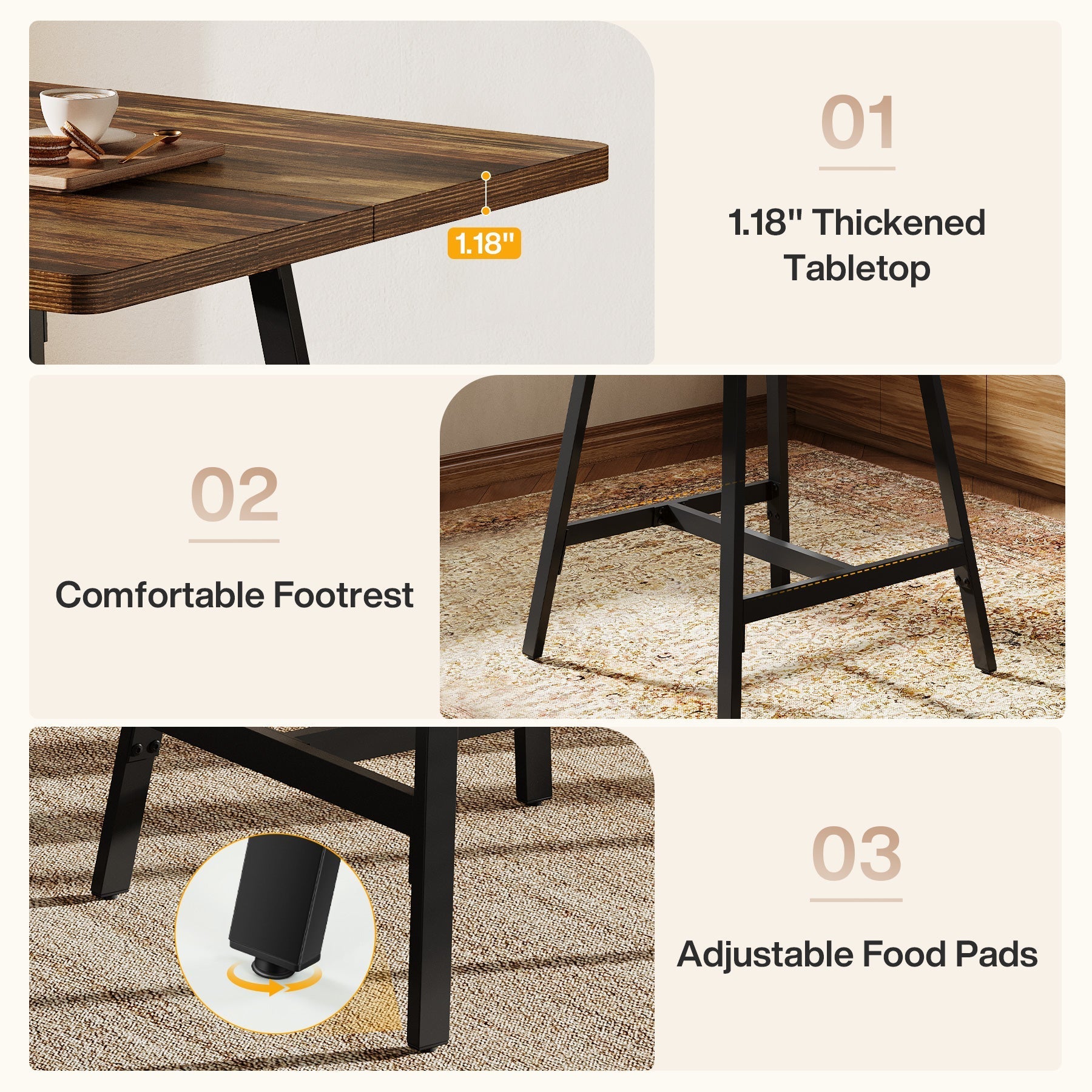 Tribesigns Mesa de comedor cuadrada de 79 cm para 2-4 personas, Mesa de cocina para espacios pequeños