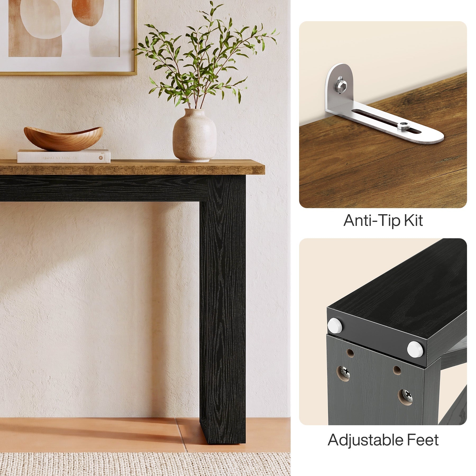 Tribesigns Mesa consola estrecha de 105 cm, Mesa de pasillo estilo industrial con estante de almacenamiento