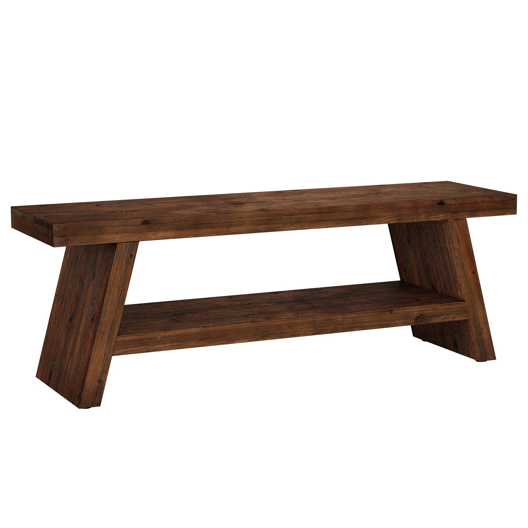 Tribesigns Banco de madera maciza con estante, Banco zapatero de 2 niveles de estilo rústico para pasillo y dormitorio