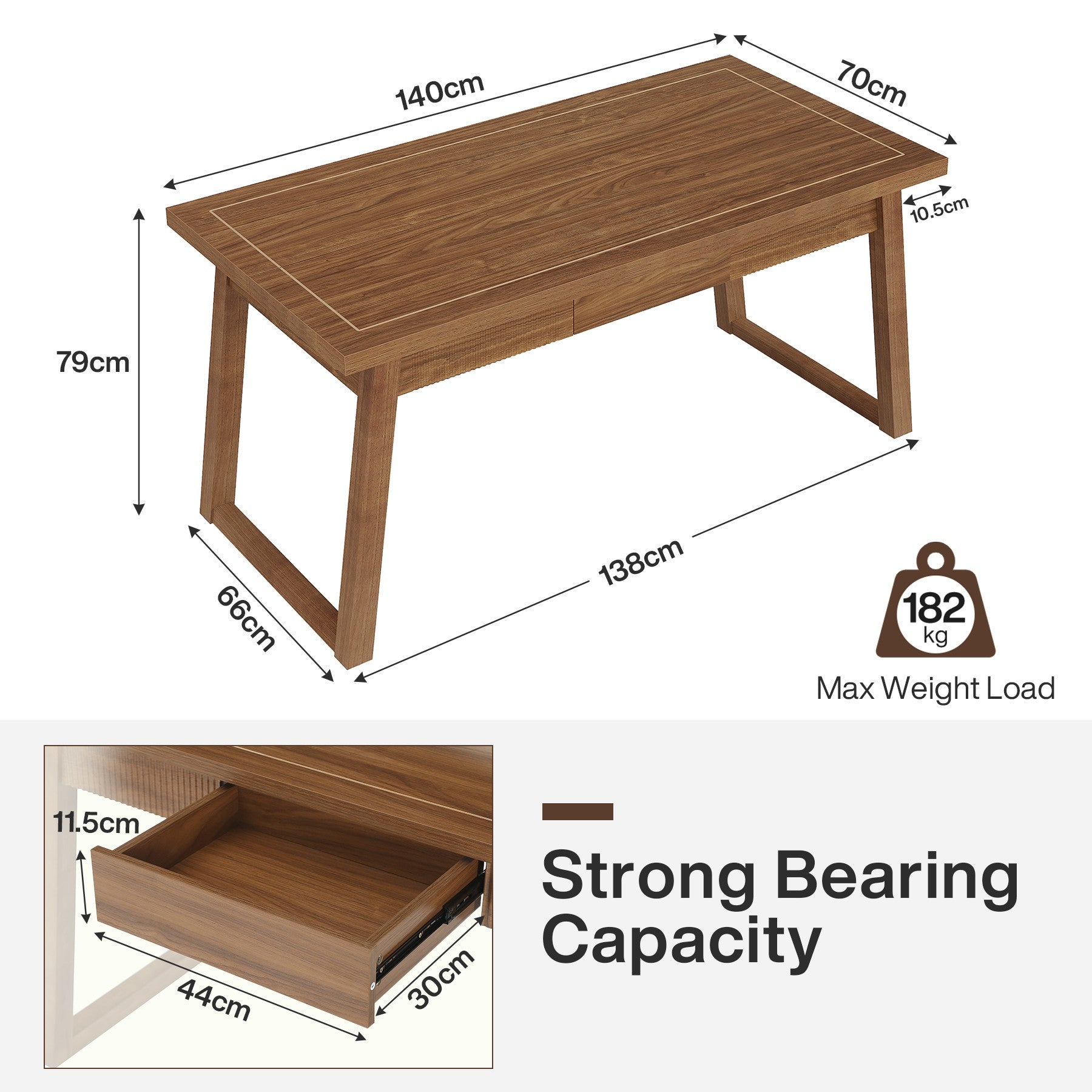 Tribesigns Escritorio de computadora de madera de 140 cm, Mesa de trabajo moderna de mediados de siglo con cajón