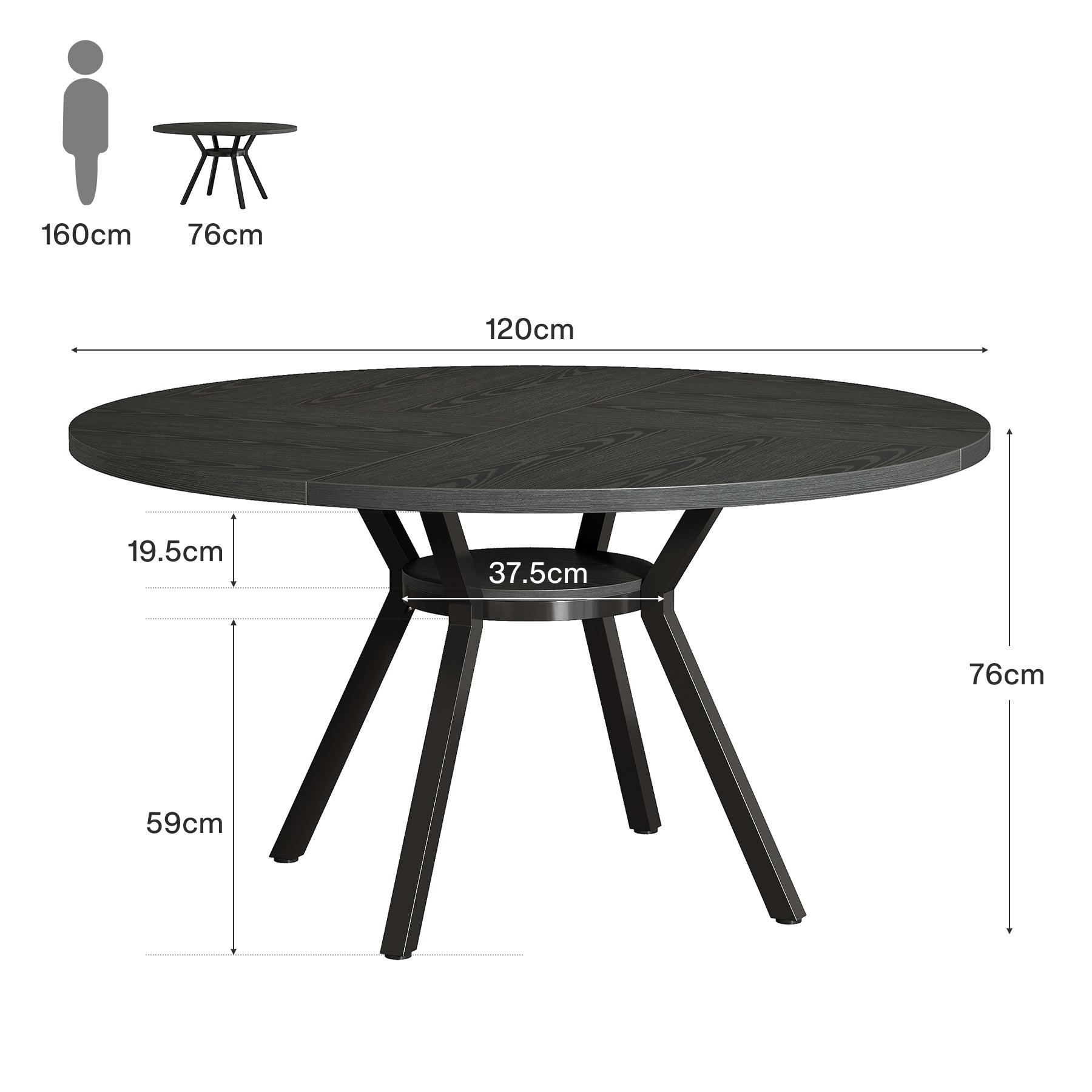 Tribesigns Mesa de comedor redonda, Mesa de comedor de cocina moderna de 120 cm para 4 personas