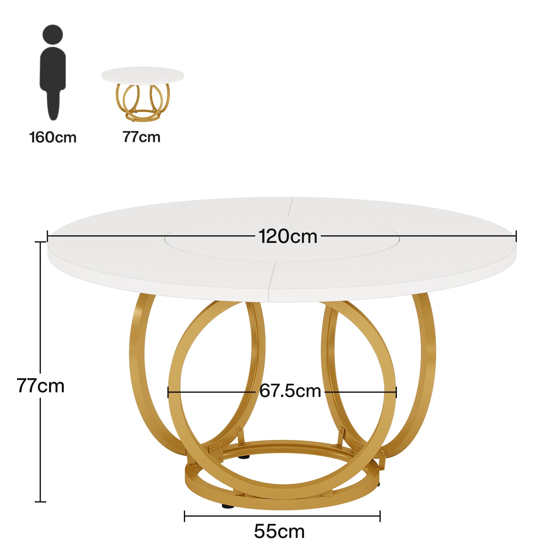 Tribesigns Mesa de comedor redonda, Mesa de comedor de cocina moderna de 120 cm
