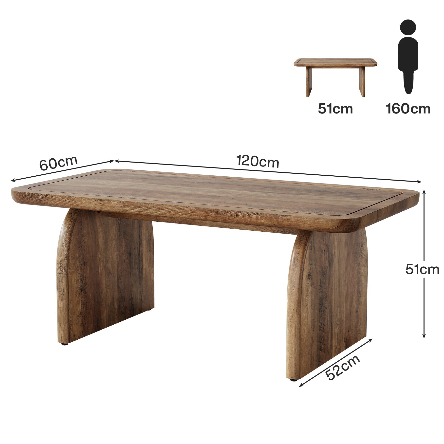 Tribesigns Mesa de centro de 120 cm, Mesa de centro de estilo rústico Mesa baja de cóctel y té