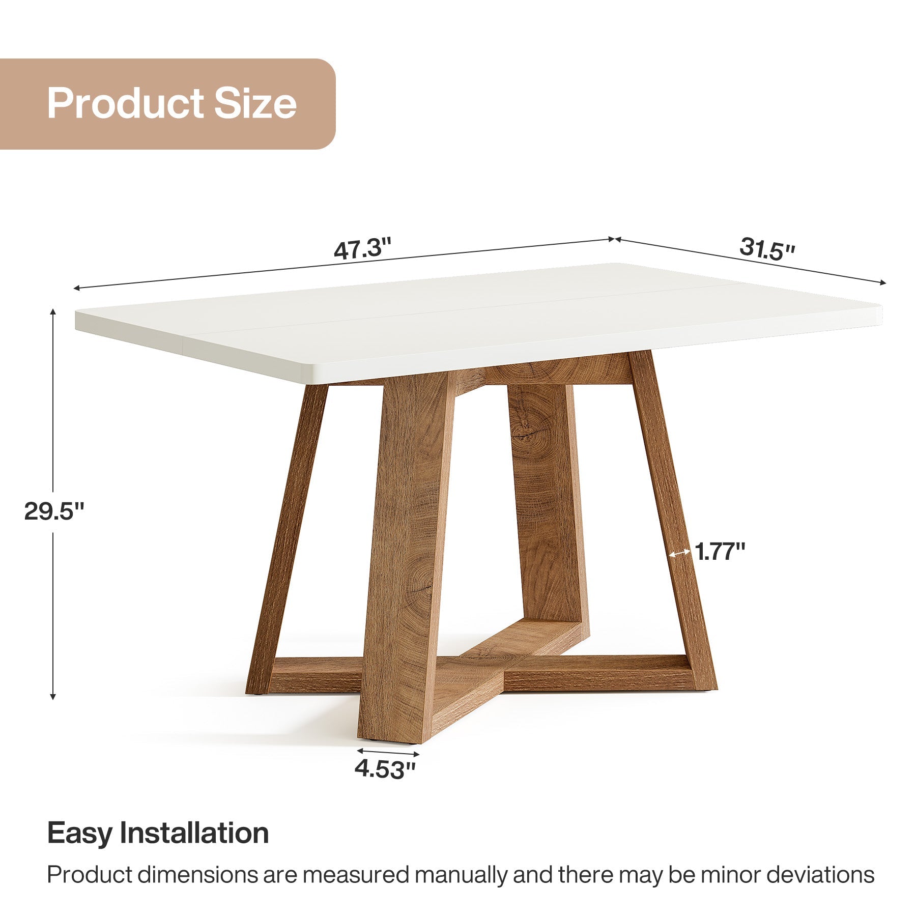 Tribesigns Mesa de comedor para 4 personas 120 cm, Mesa de cocina rectangular de estilo rústico con tablero de alto brillo